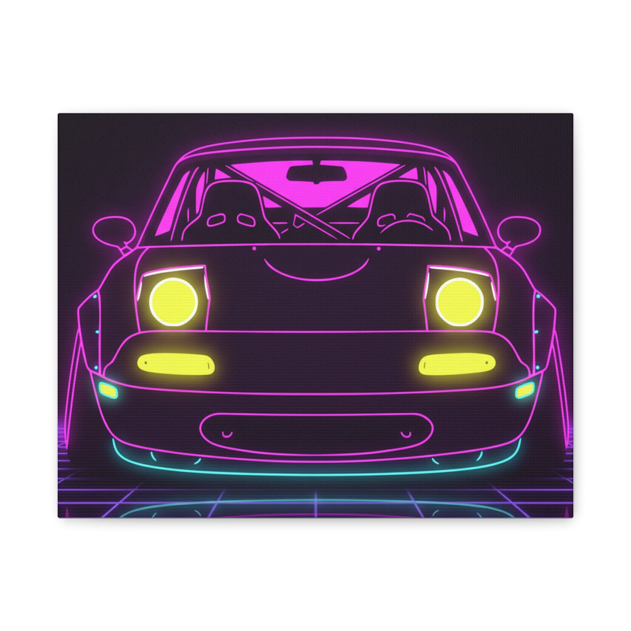 Mazda Miata NA (1989-97) Neon Synthwave Canvas Wall Art