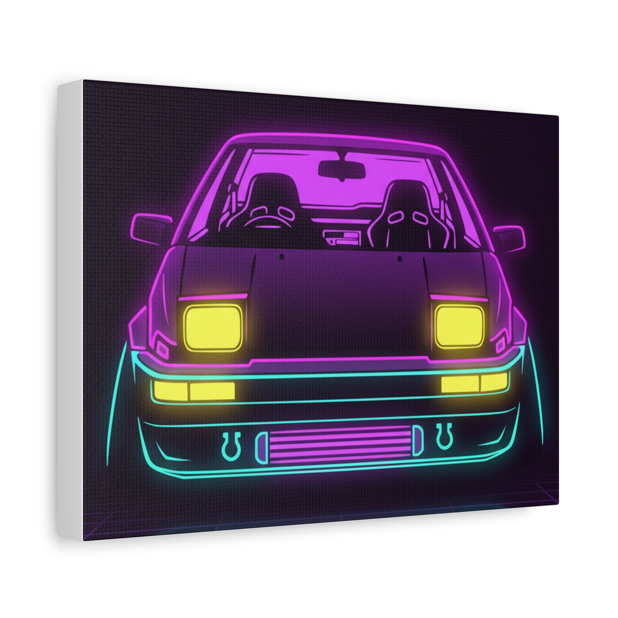 Toyota AE86 (1983-87) Neon Synthwave Canvas Wall Art