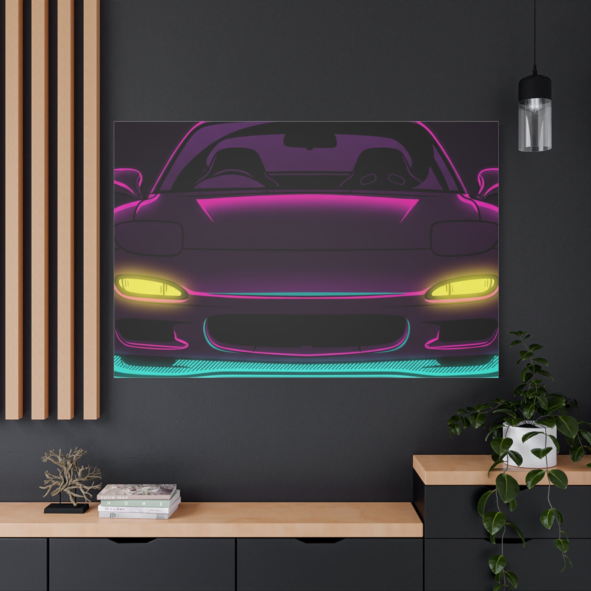 Mazda RX-7 FD Neon Synthwave Canvas Wall Art