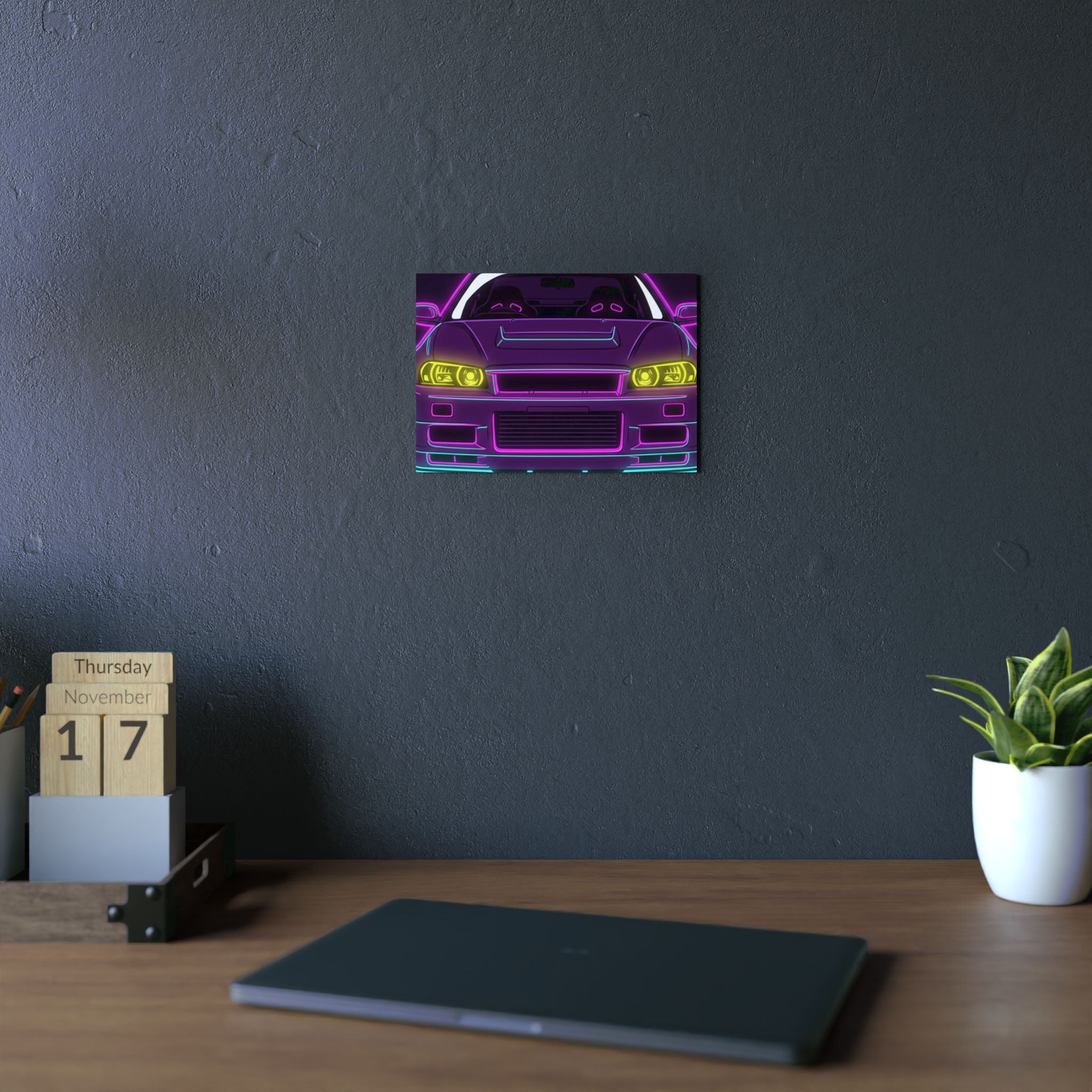 Nissan GT-R Neon Synthwave Metal Wall Sign