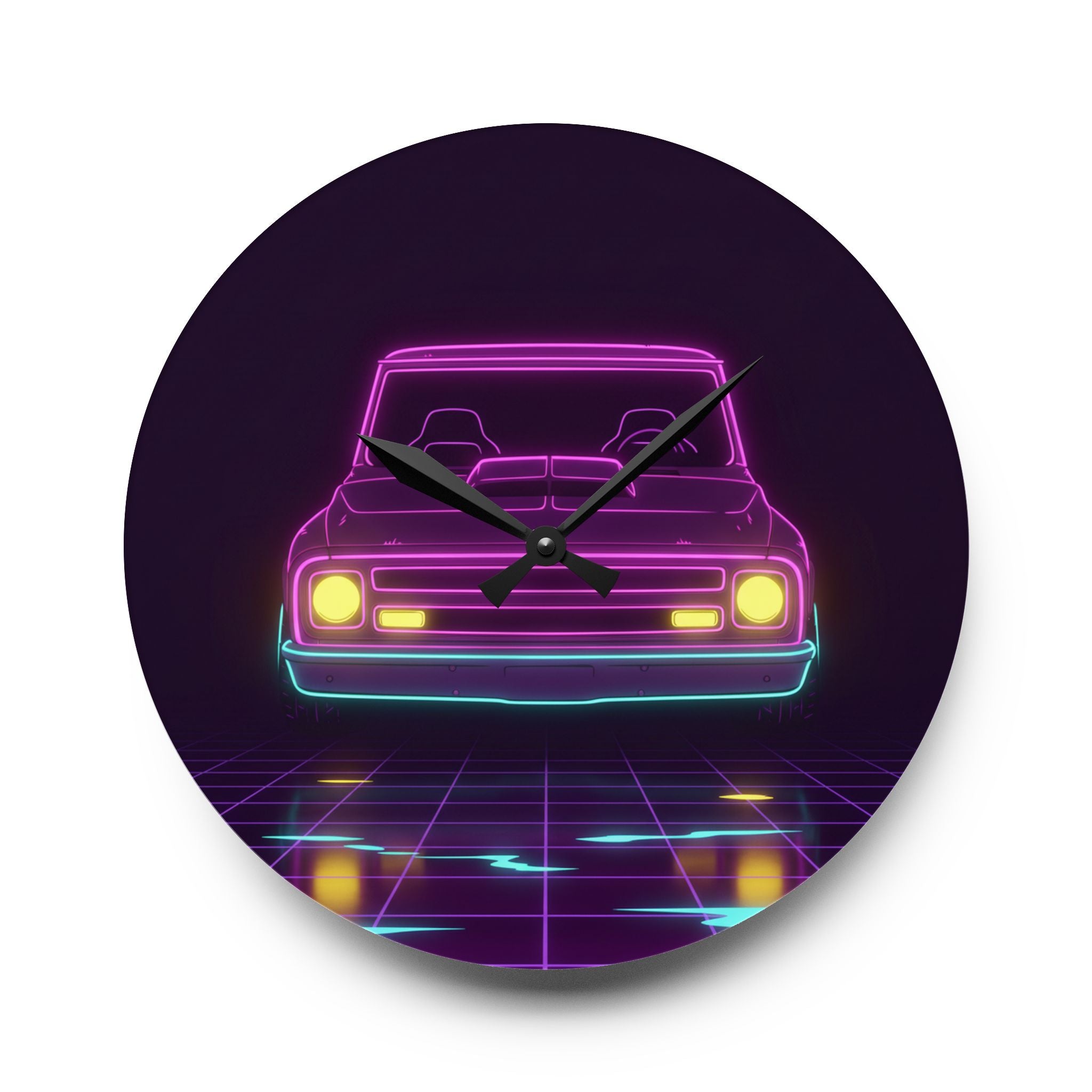 Chevy C10 Pickup (1967-72) Neon Synthwave Wall Clock
