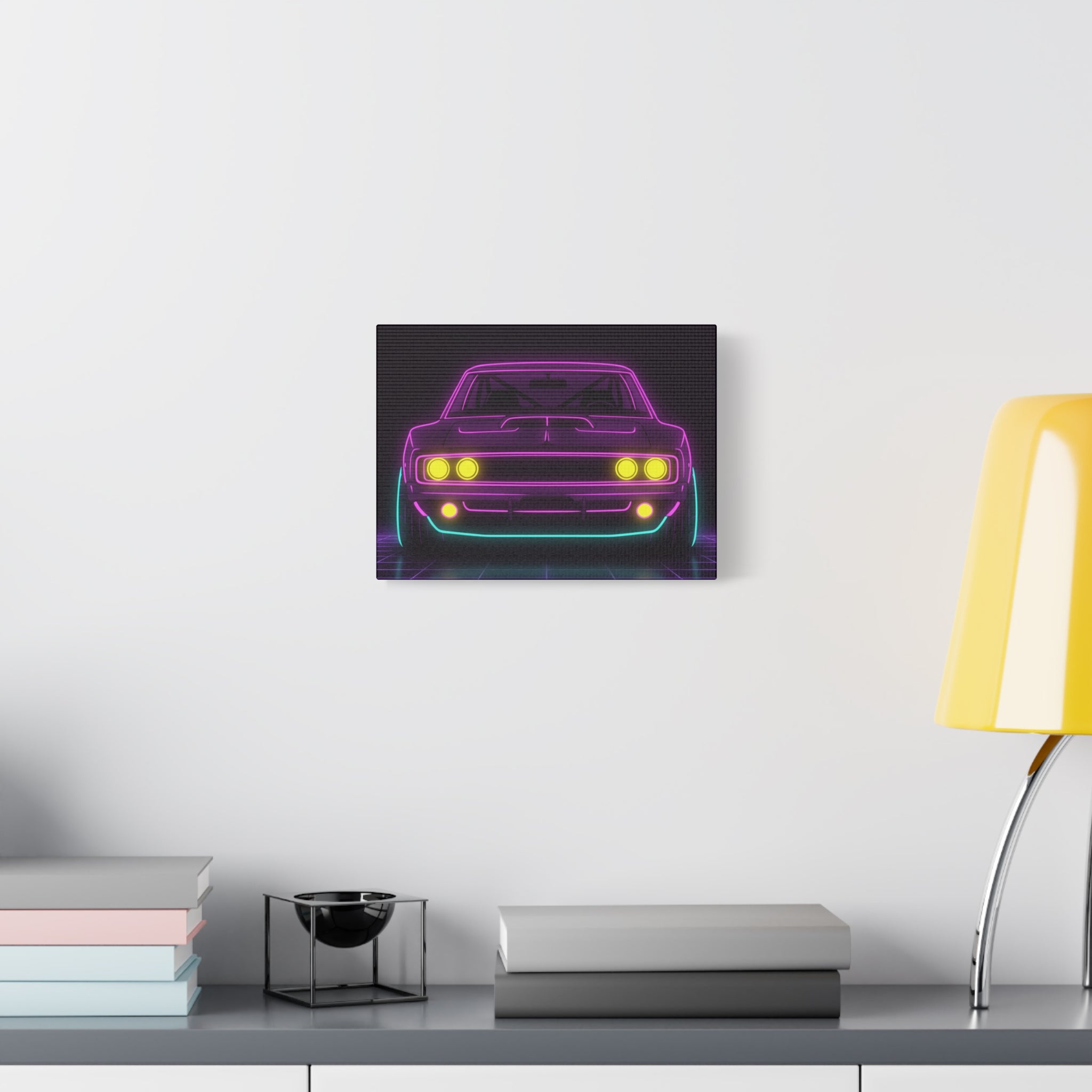 Dodge Charger R/T (1968-70) Neon Synthwave Canvas Wall Art