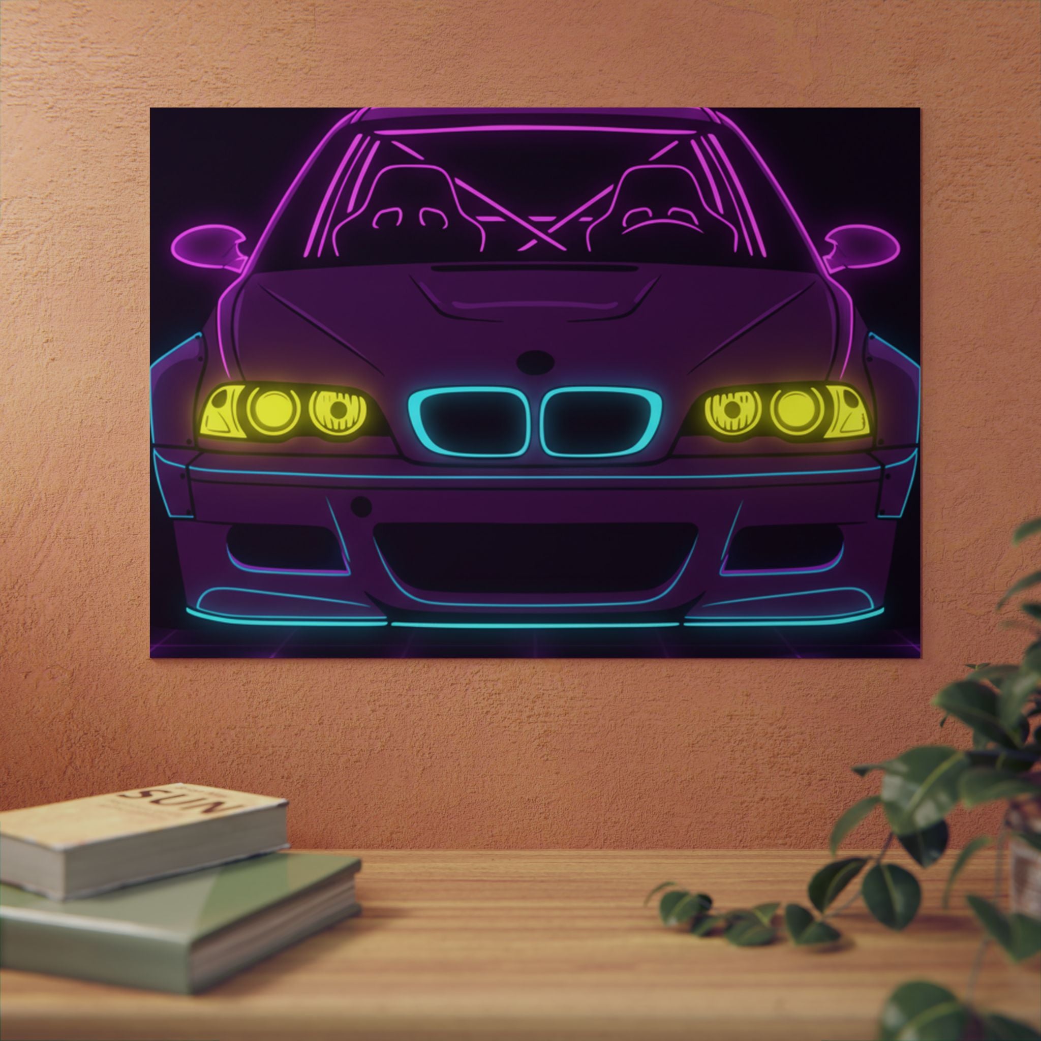 BMW E46 M3 (2000-06) Neon Synthwave Metal Wall Sign