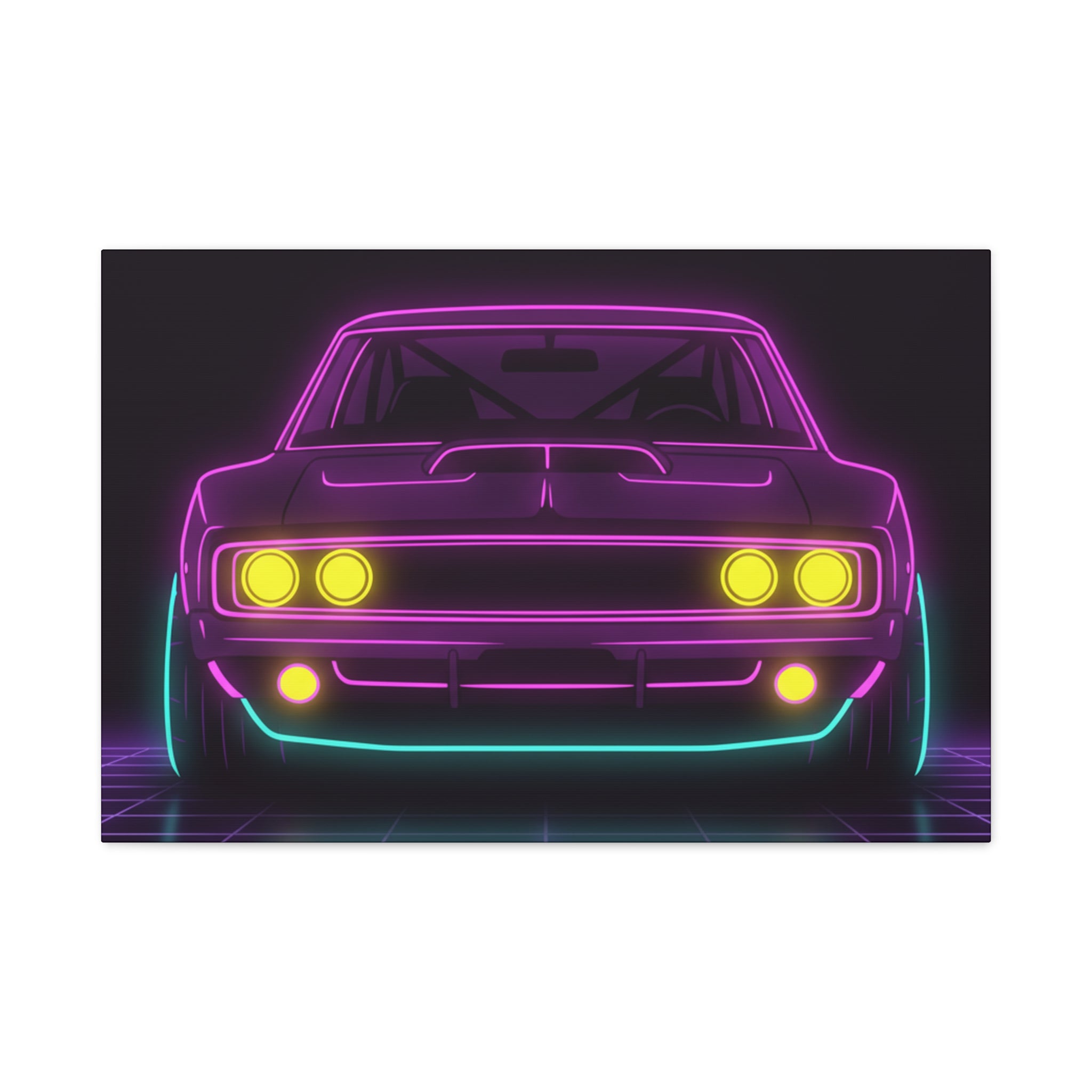 Dodge Charger R/T (1968-70) Neon Synthwave Canvas Wall Art