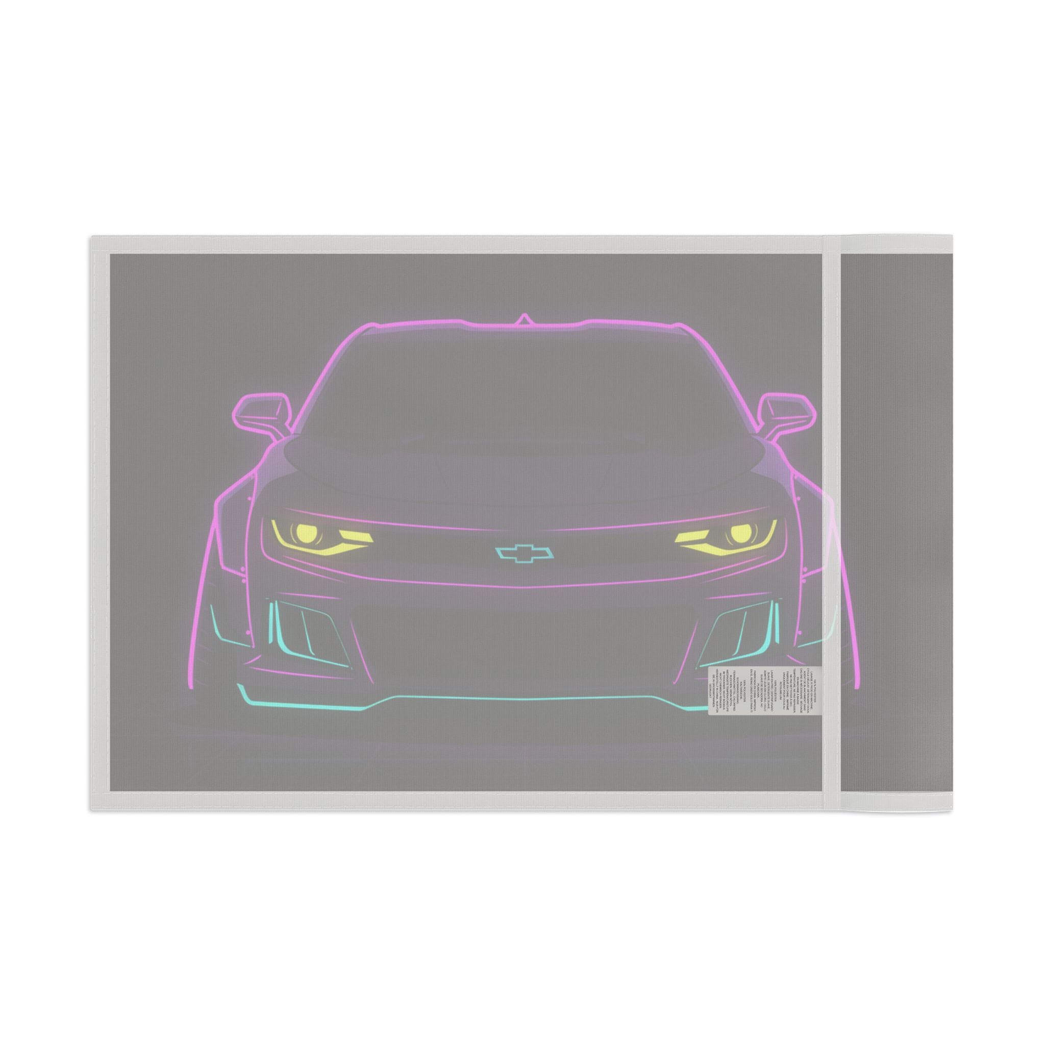 Chevrolet Camaro ZL1 Neon Synthwave Garage Flag