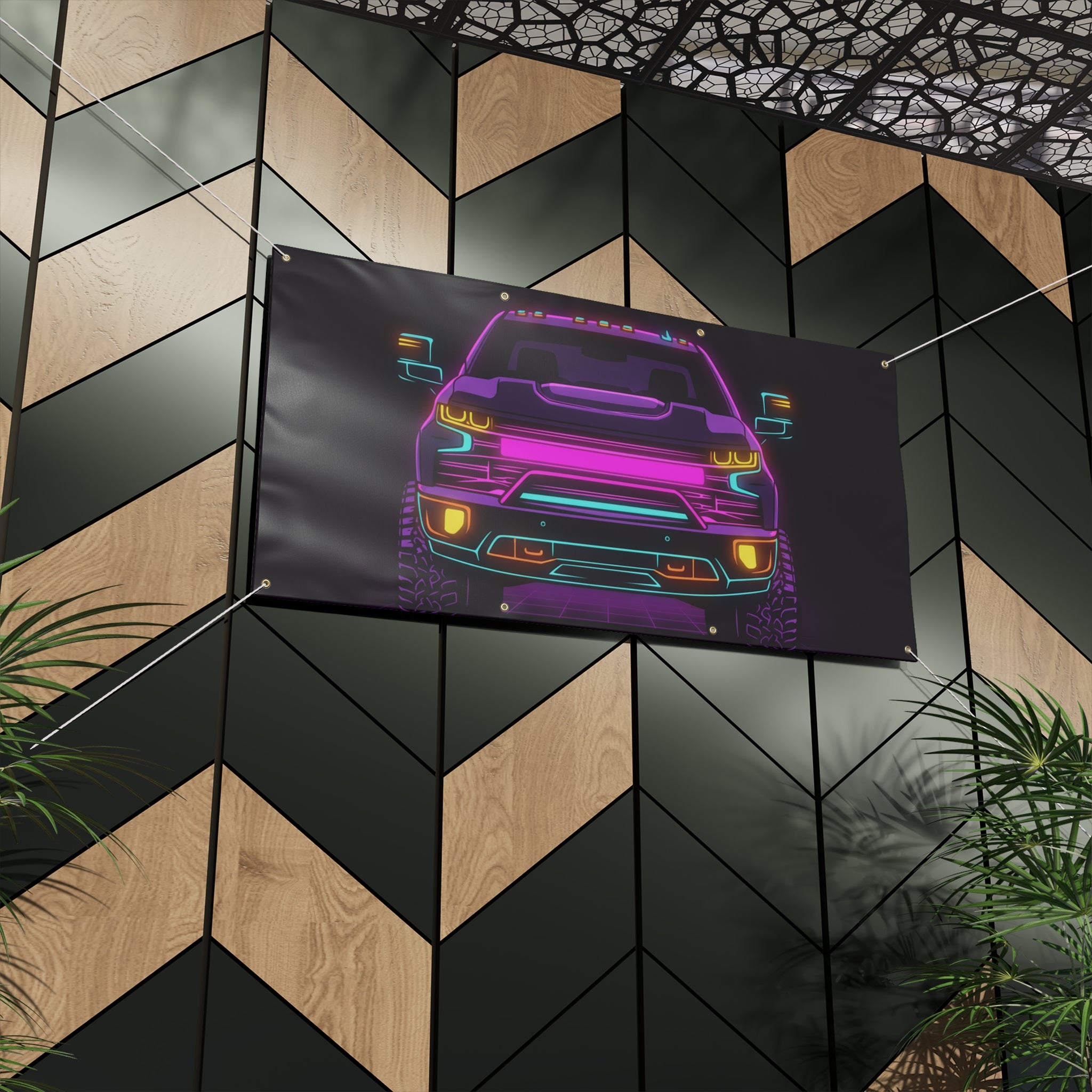 Chevy Silverado Trail Boss (2019+) Neon Synthwave Banner
