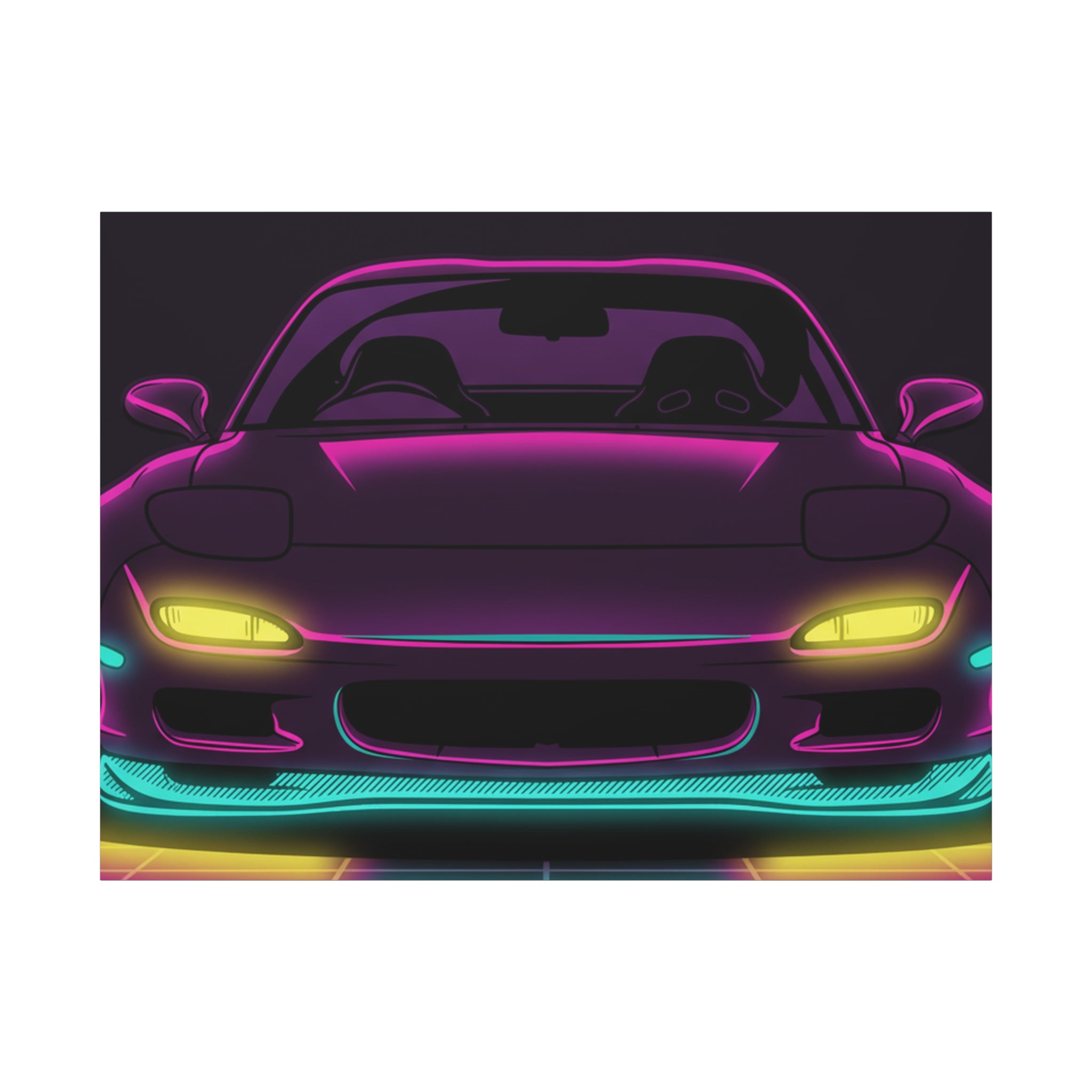 Mazda RX-7 FD Neon Synthwave Canvas Wall Art