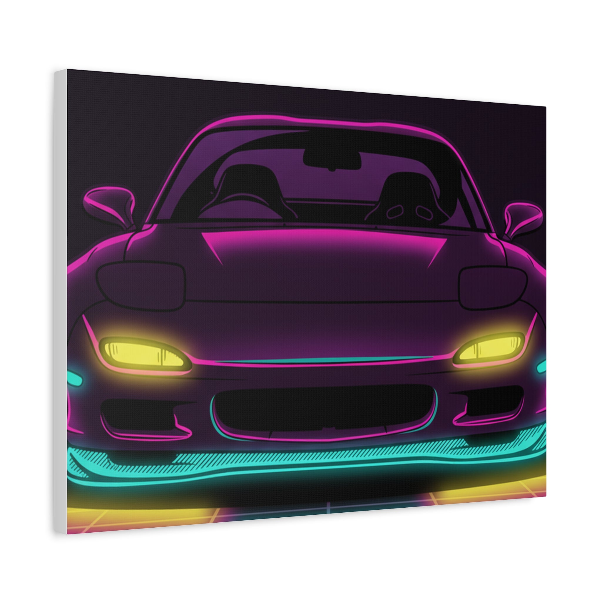 Mazda RX-7 FD Neon Synthwave Canvas Wall Art