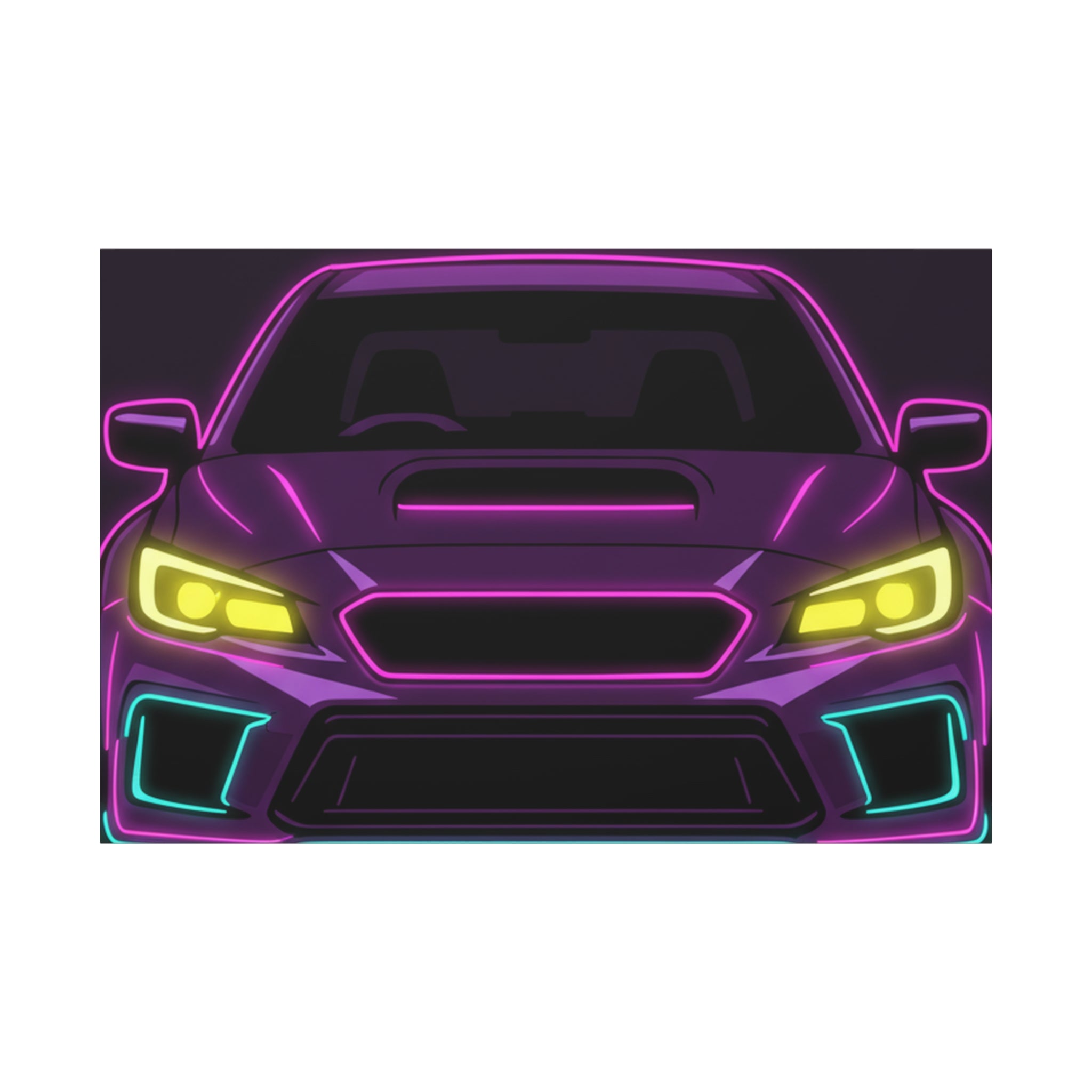 Subaru WRX STI Neon Synthwave Canvas Wall Art