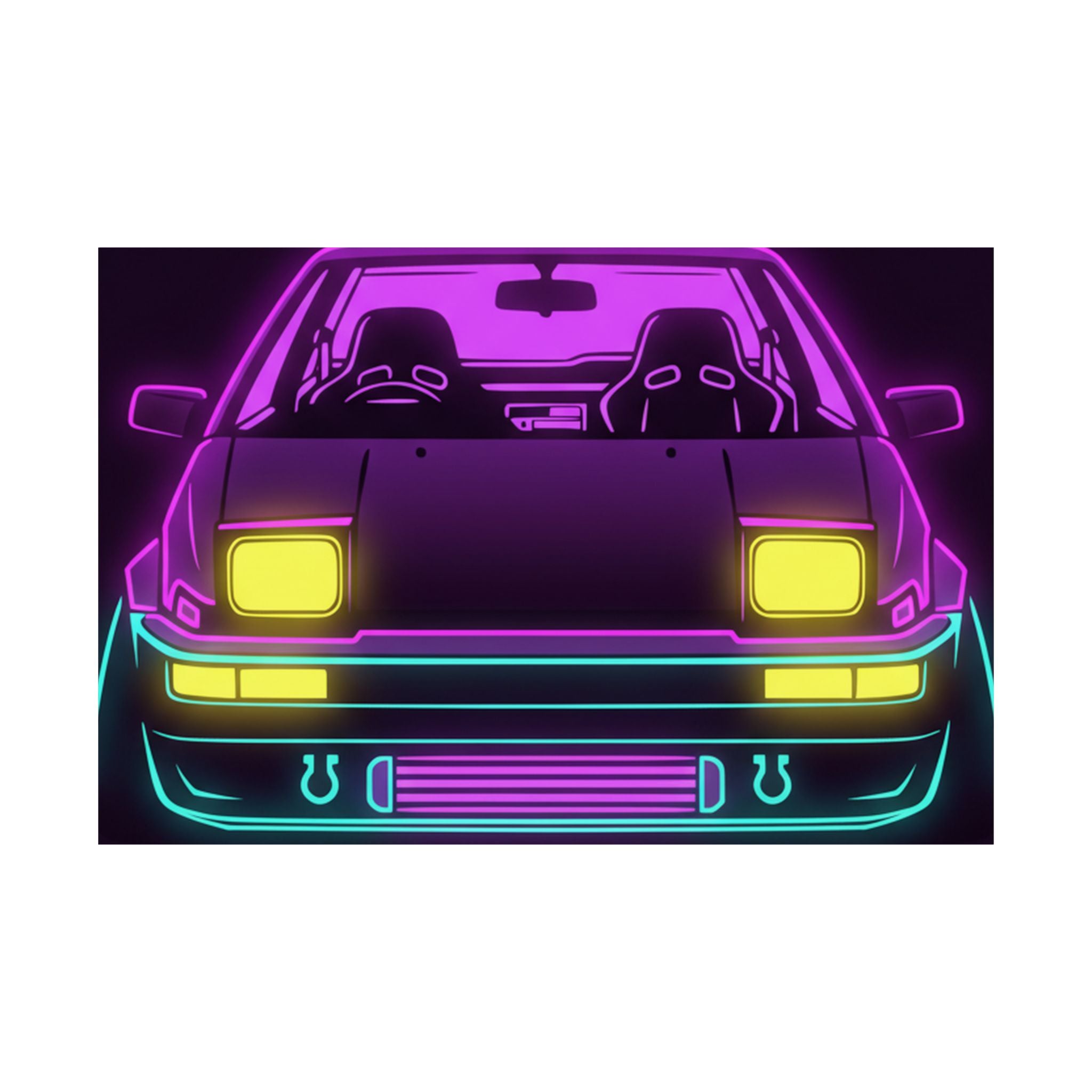 Toyota AE86 (1983-87) Neon Synthwave Poster
