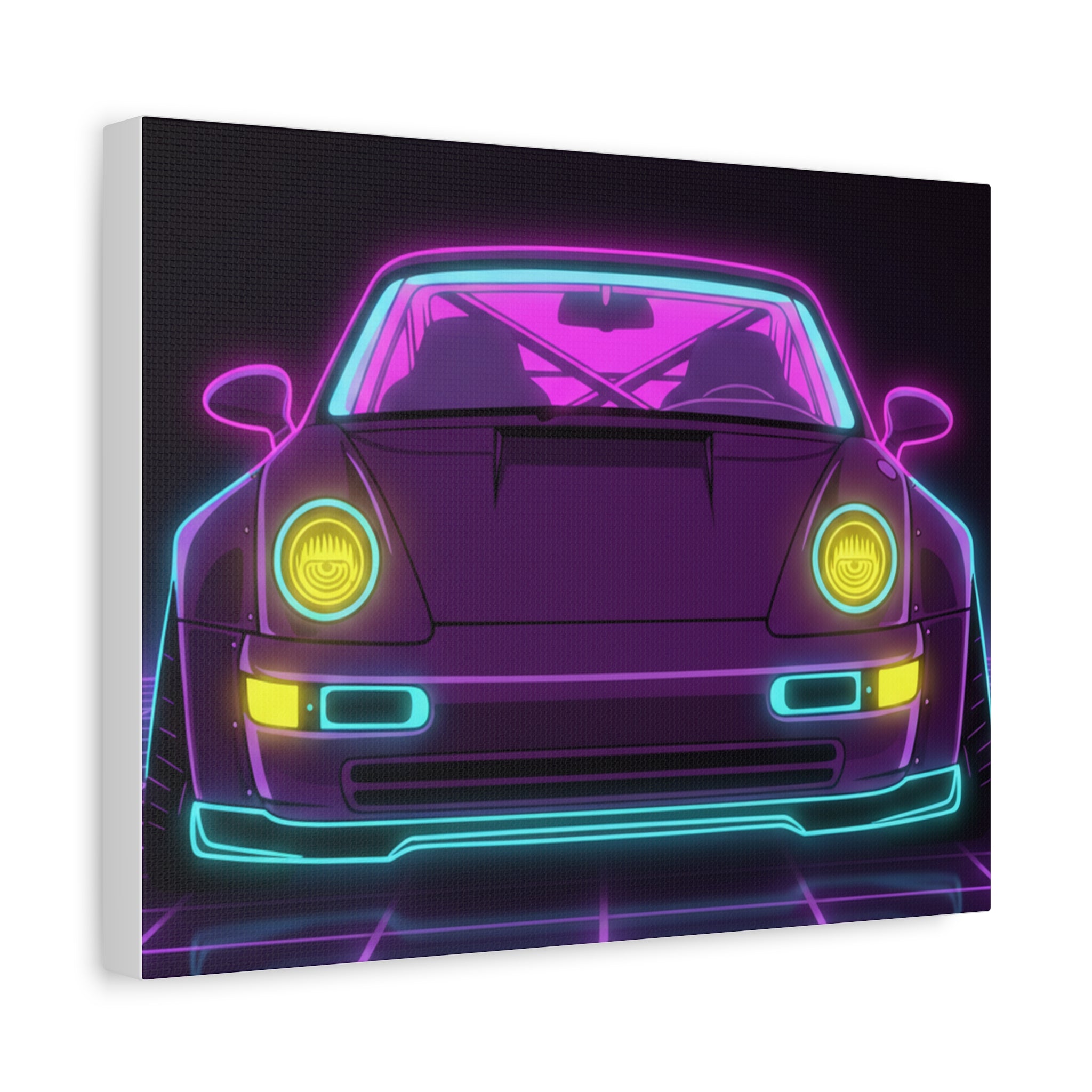 Porsche 964 Turbo Neon Synthwave Canvas Wall Art