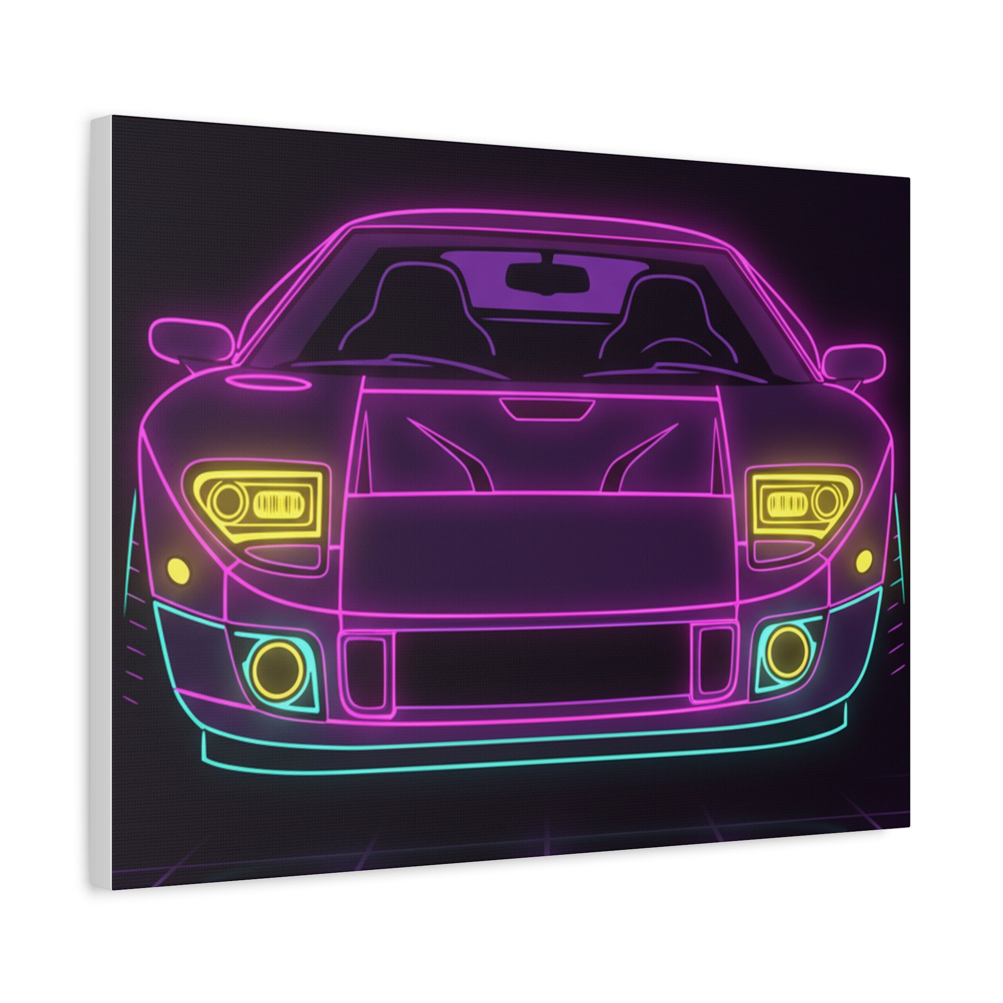Ford GT40 (1964-69) Neon Synthwave Canvas Wall Art