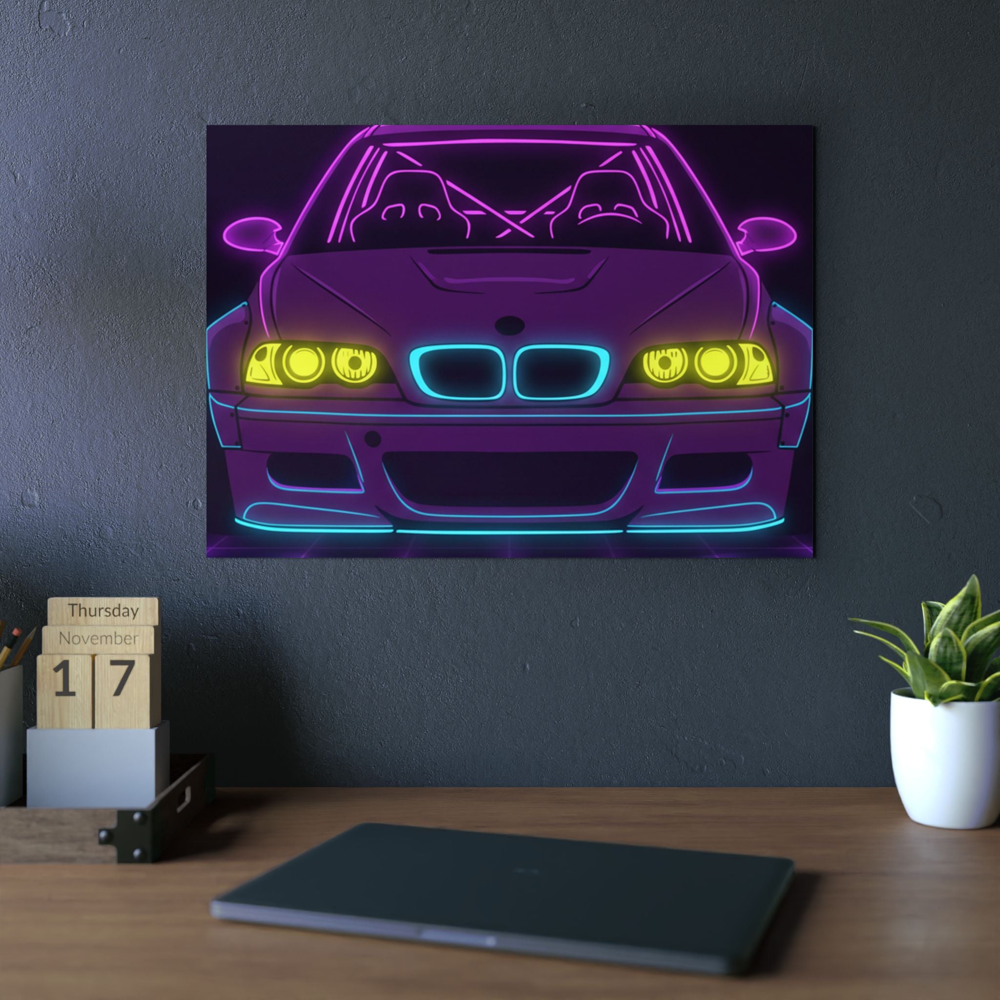 BMW E46 M3 (2000-06) Neon Synthwave Metal Wall Sign