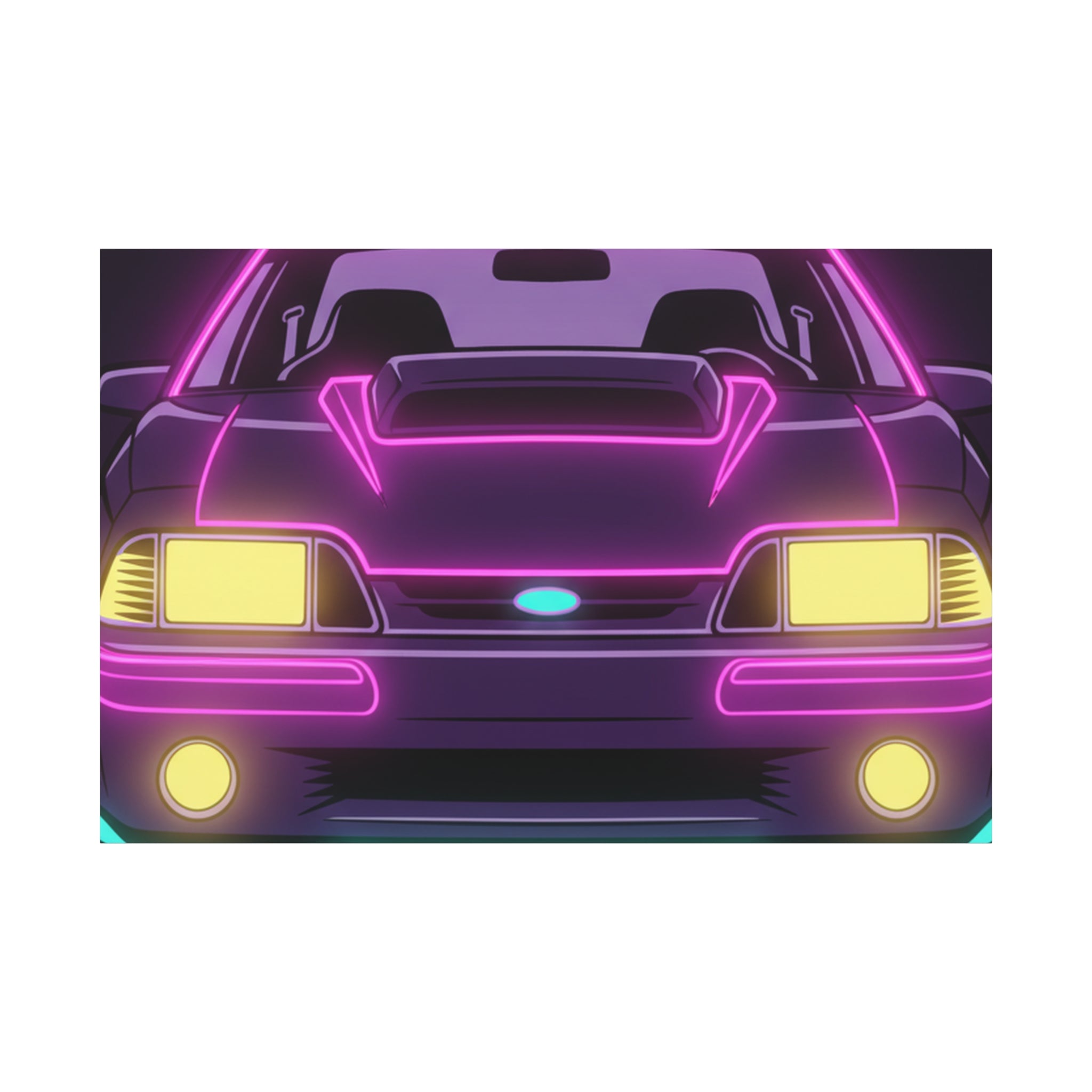 Ford Mustang Fox Body GT Neon Synthwave Canvas Wall Art