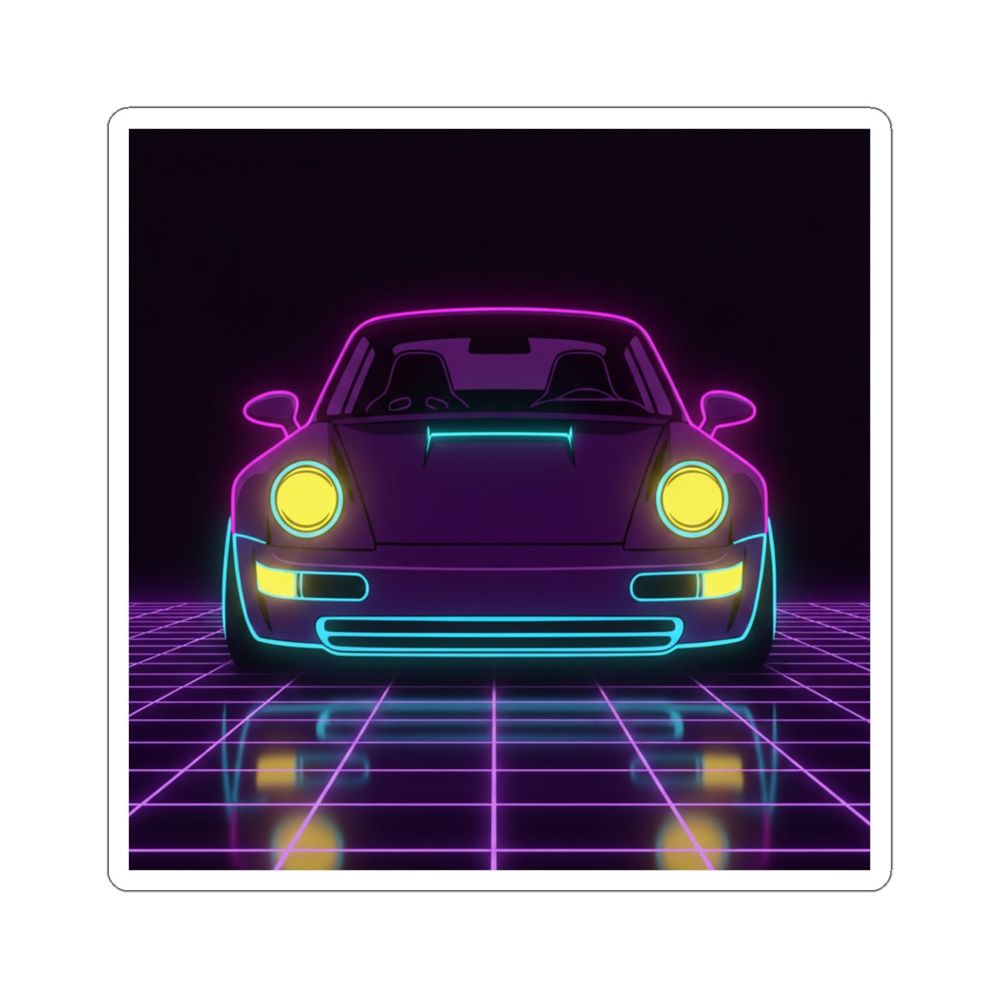 Porsche 964 Singer Neon Synthwave Sticker