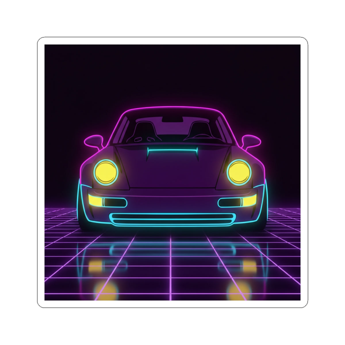 Porsche 964 Singer Neon Synthwave Sticker