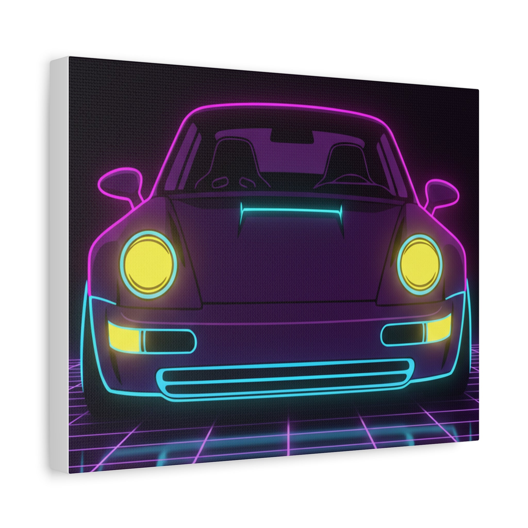Porsche 964 Singer Neon Synthwave Canvas Wall Art