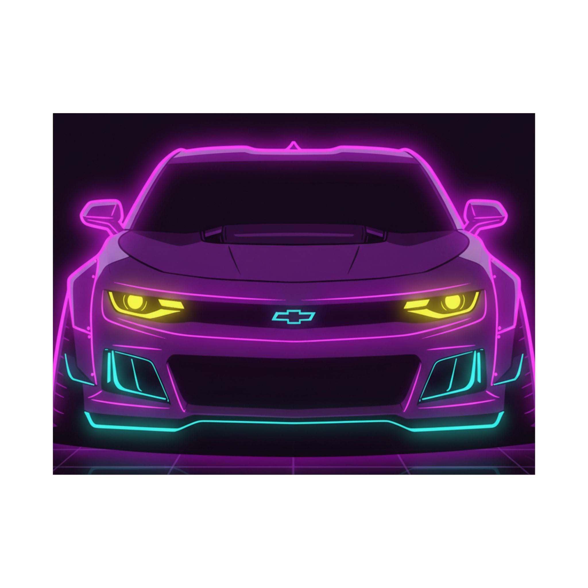 Chevrolet Camaro ZL1 Neon Synthwave Poster