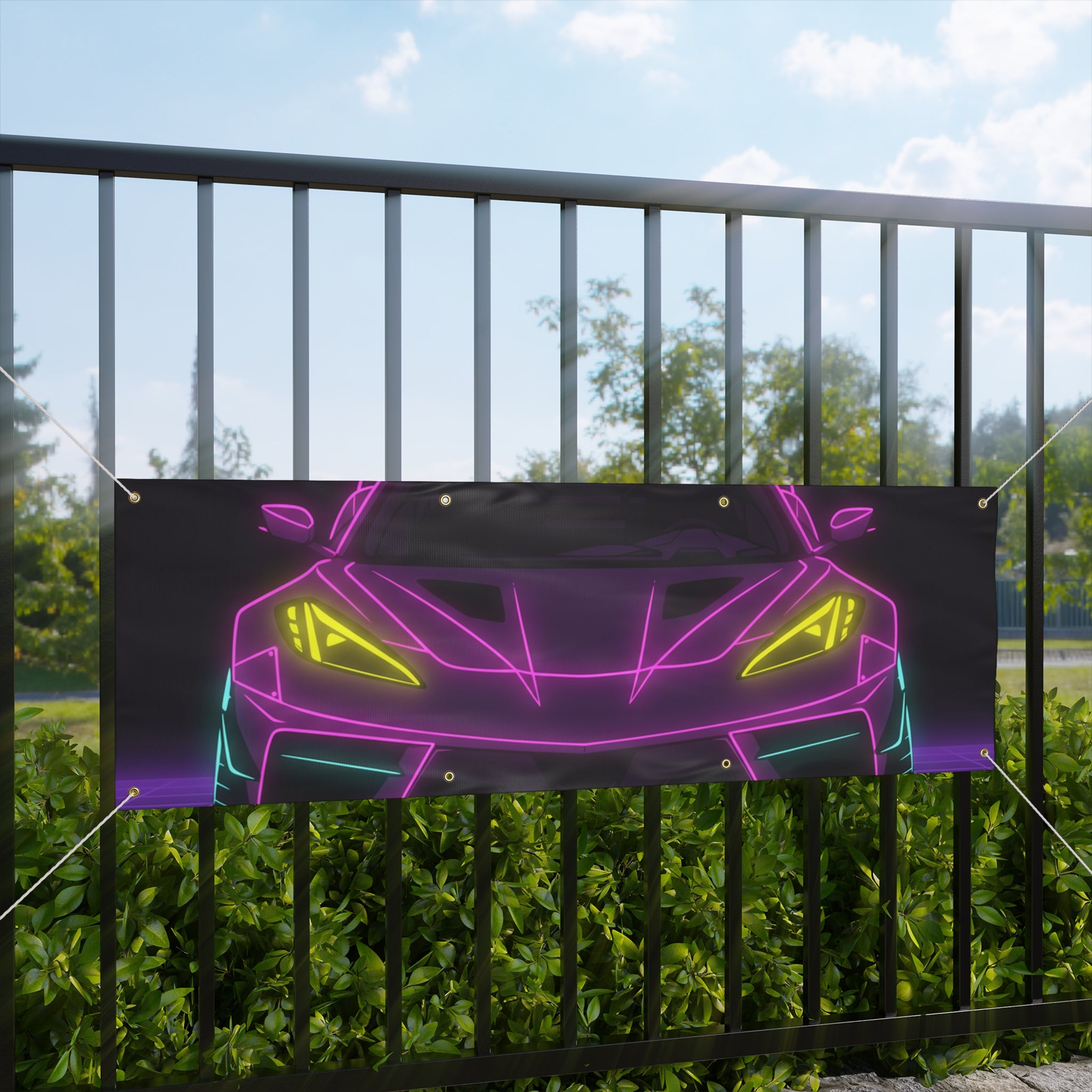 Corvette C8 (2020+) Neon Synthwave Banner