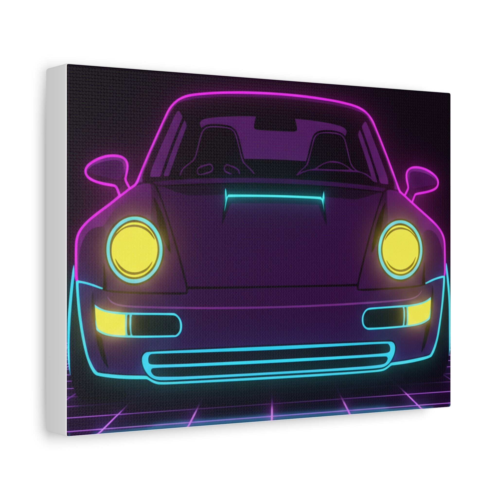 Porsche 964 Singer Neon Synthwave Canvas Wall Art
