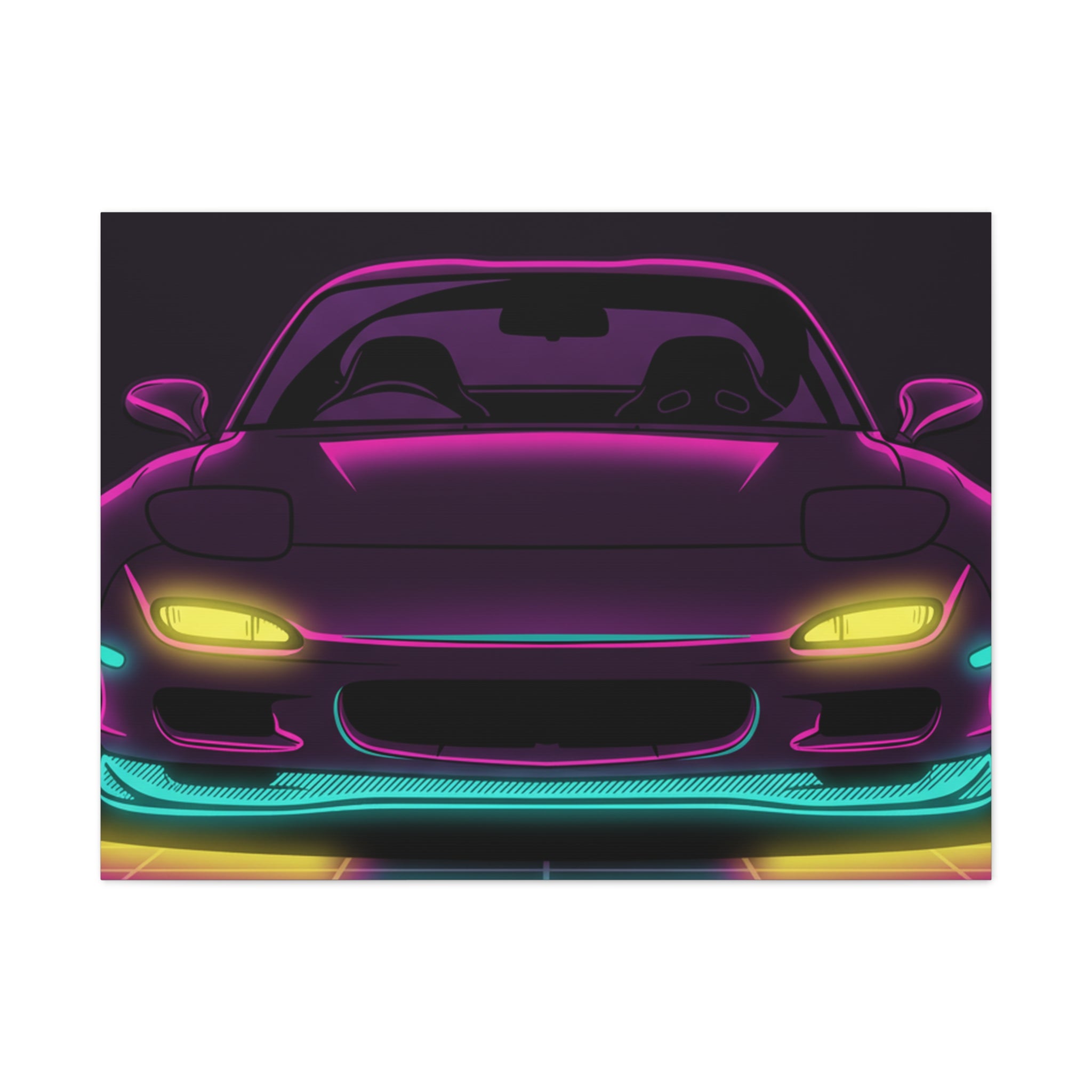 Mazda RX-7 FD Neon Synthwave Canvas Wall Art