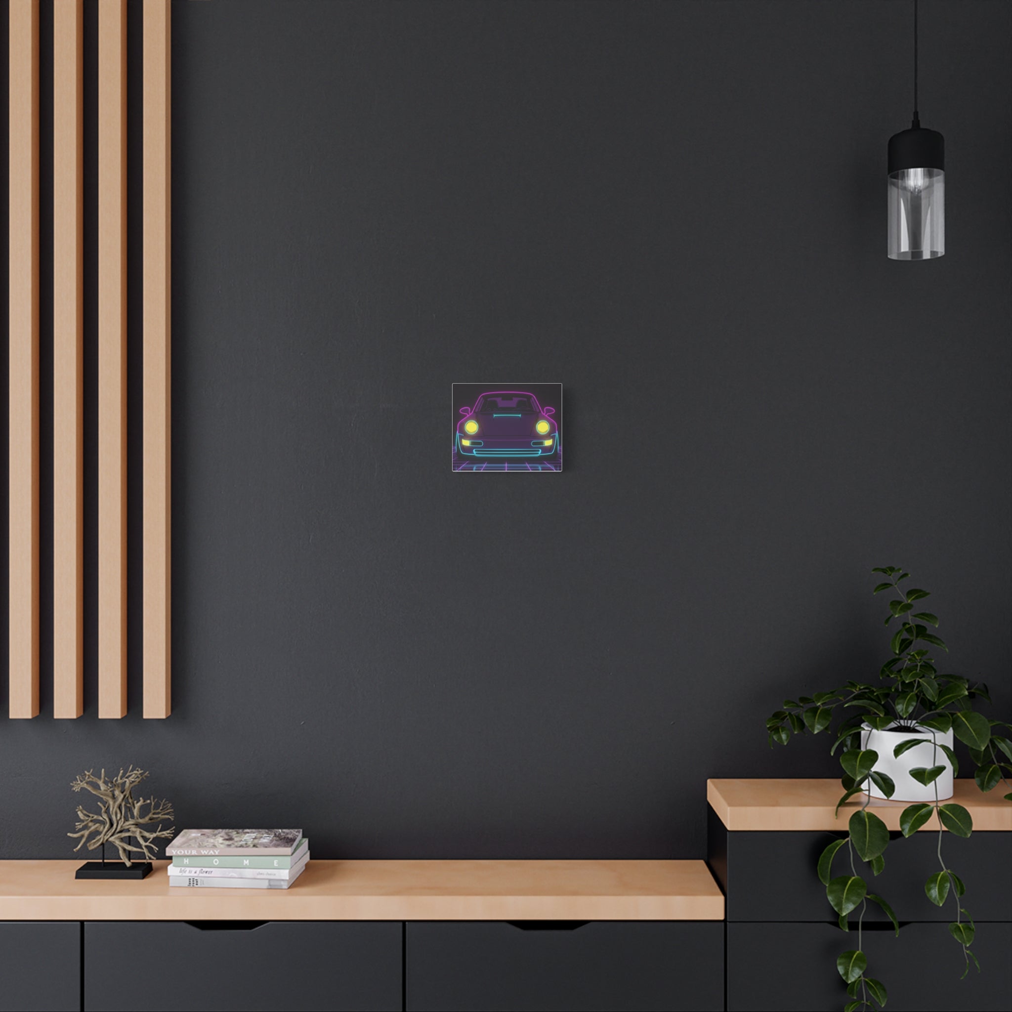 Porsche 964 Singer Neon Synthwave Canvas Wall Art