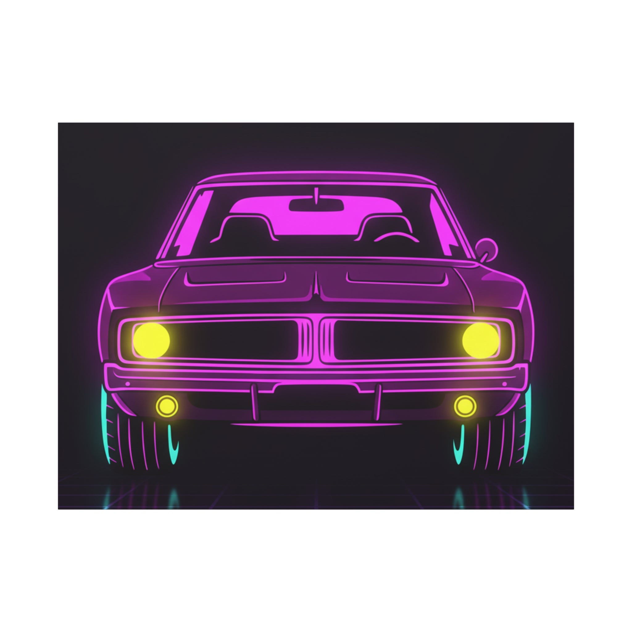 Dodge Charger R/T (1968-70) Resto-Mod Neon Synthwave Canvas Wall Art