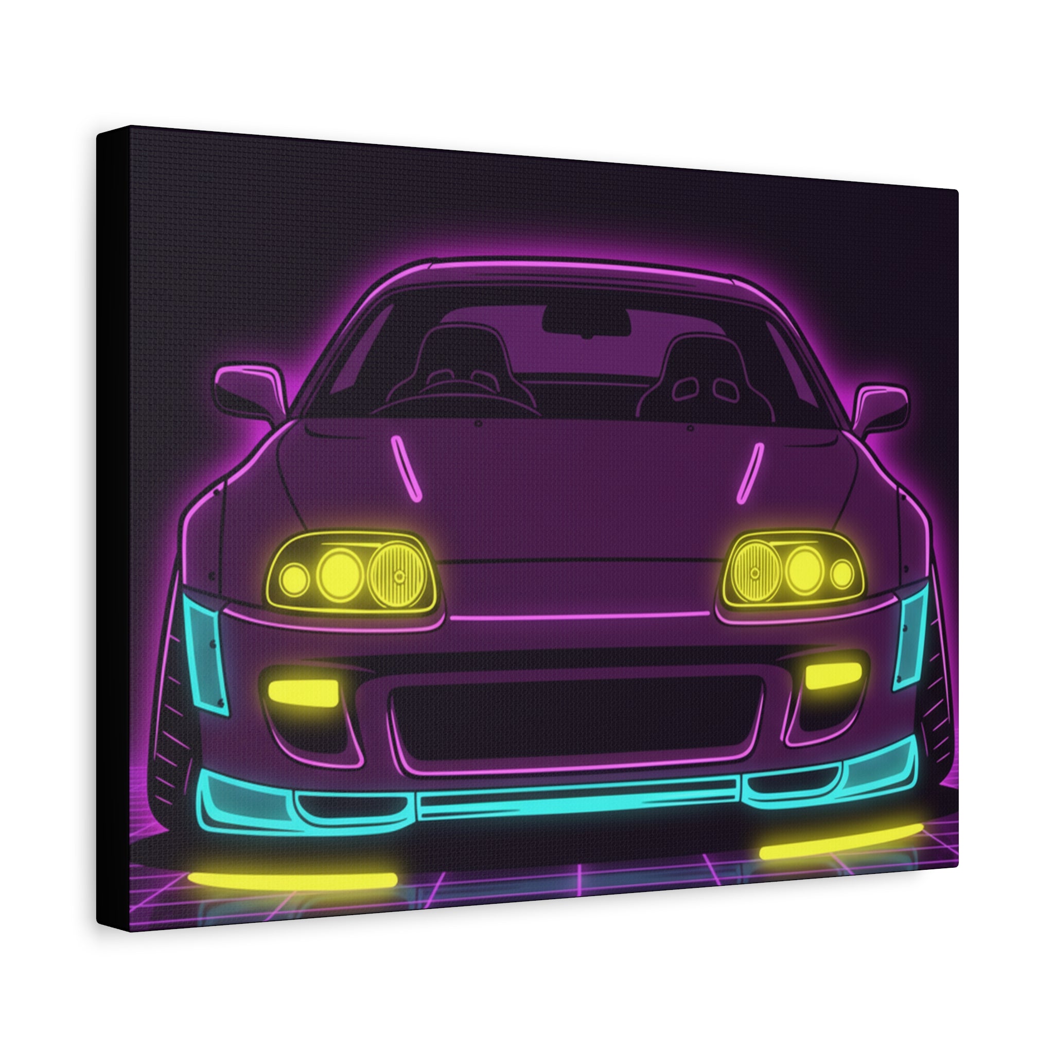 Toyota Supra MK4 Neon Synthwave Canvas Wall Art