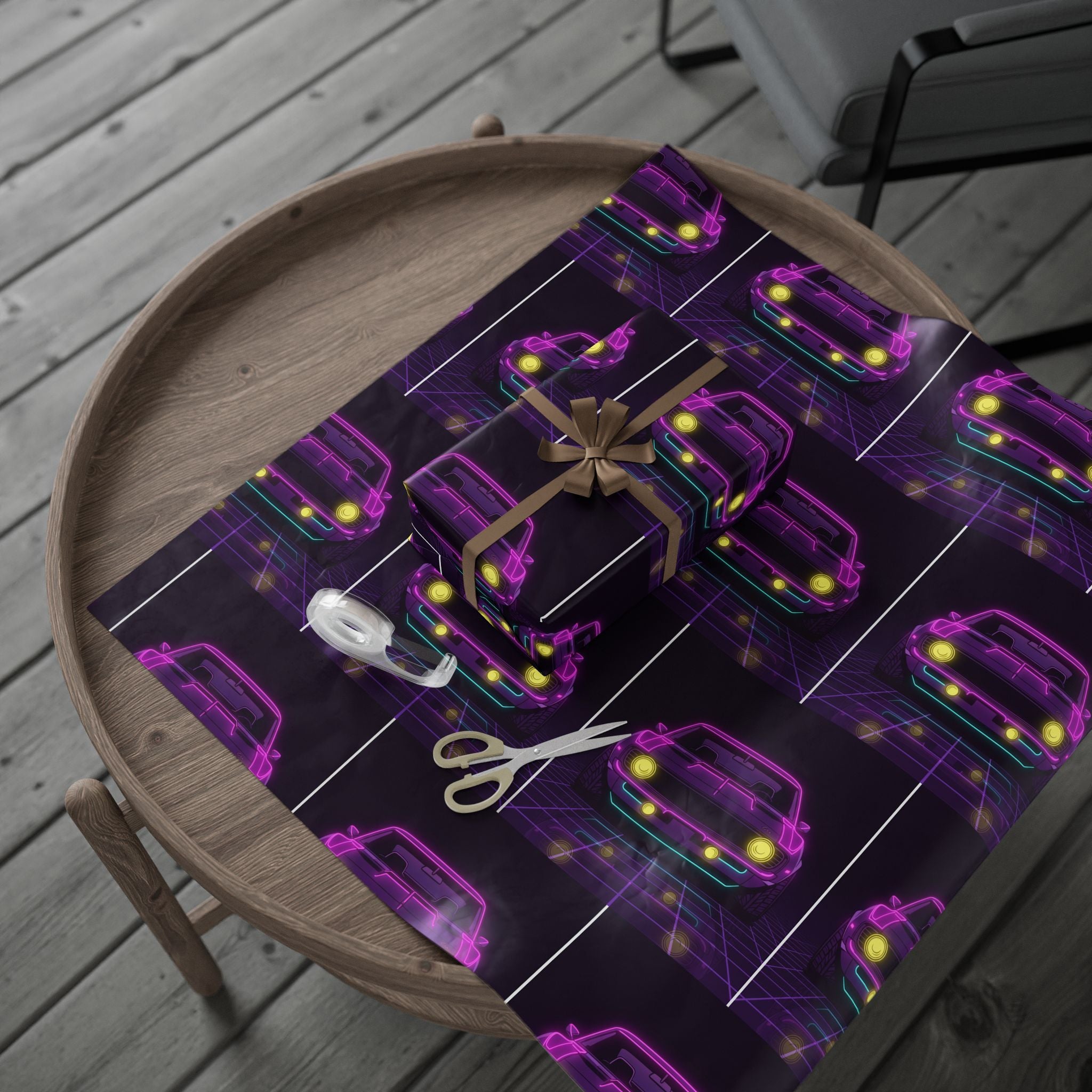 1969 Chevrolet Camaro SS Neon Synthwave Gift Wrapping Paper