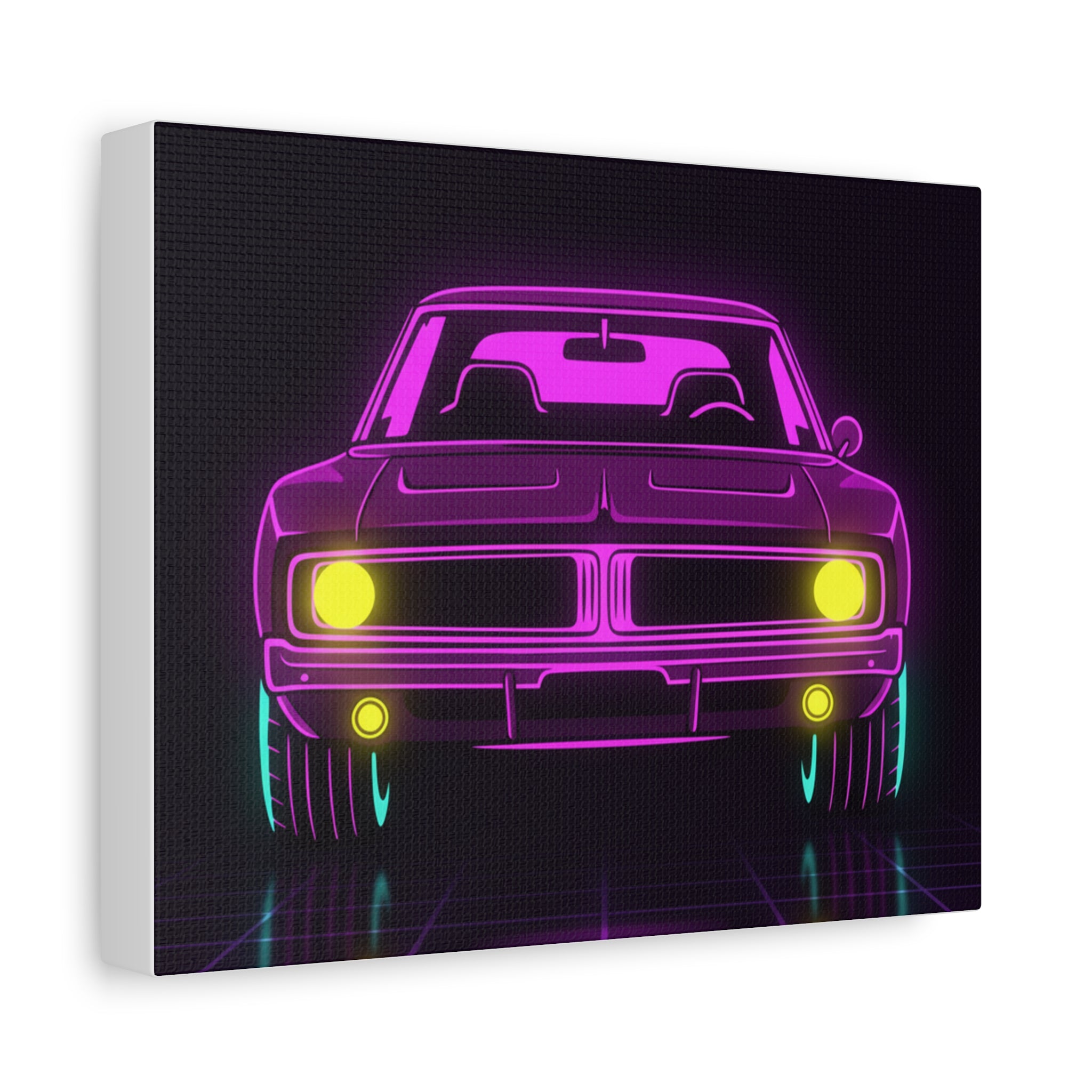 Dodge Charger R/T (1968-70) Resto-Mod Neon Synthwave Canvas Wall Art