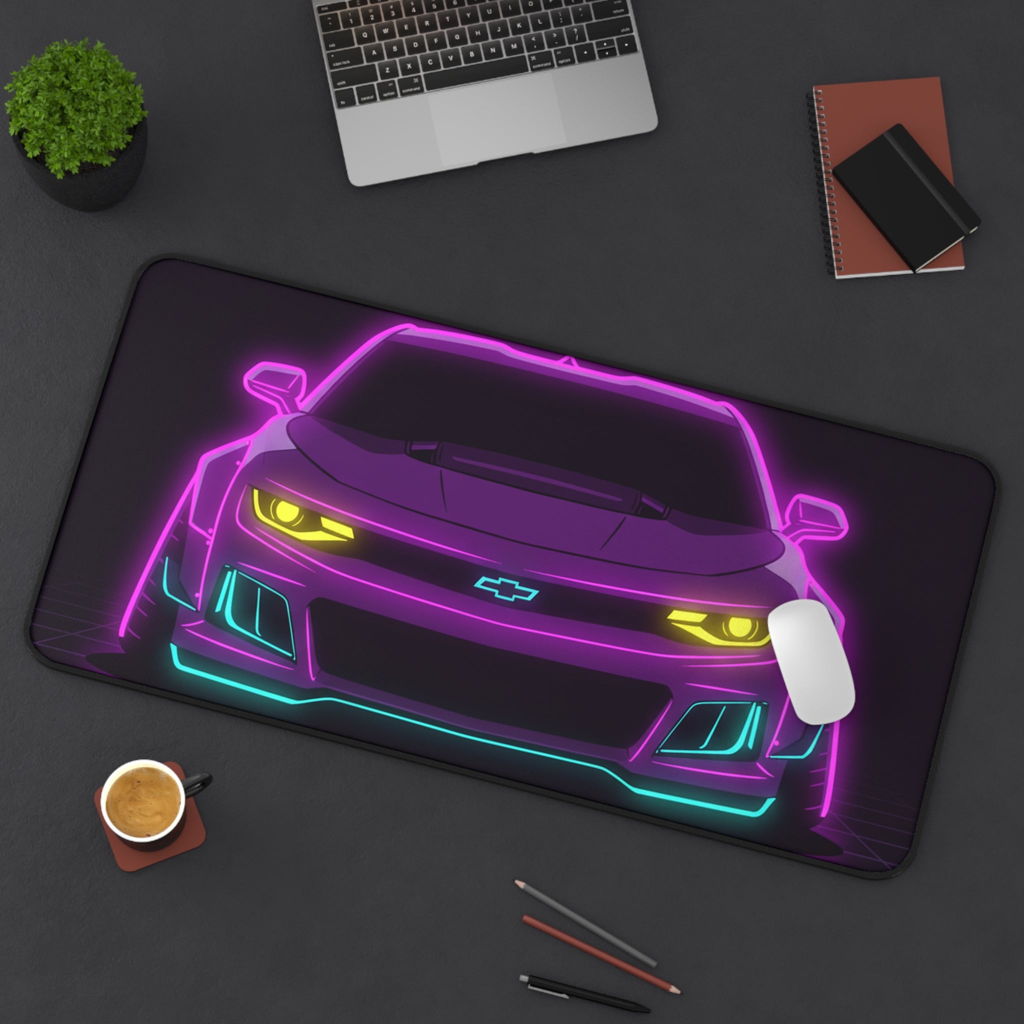 Chevrolet Camaro ZL1 Neon Synthwave Desk Mat