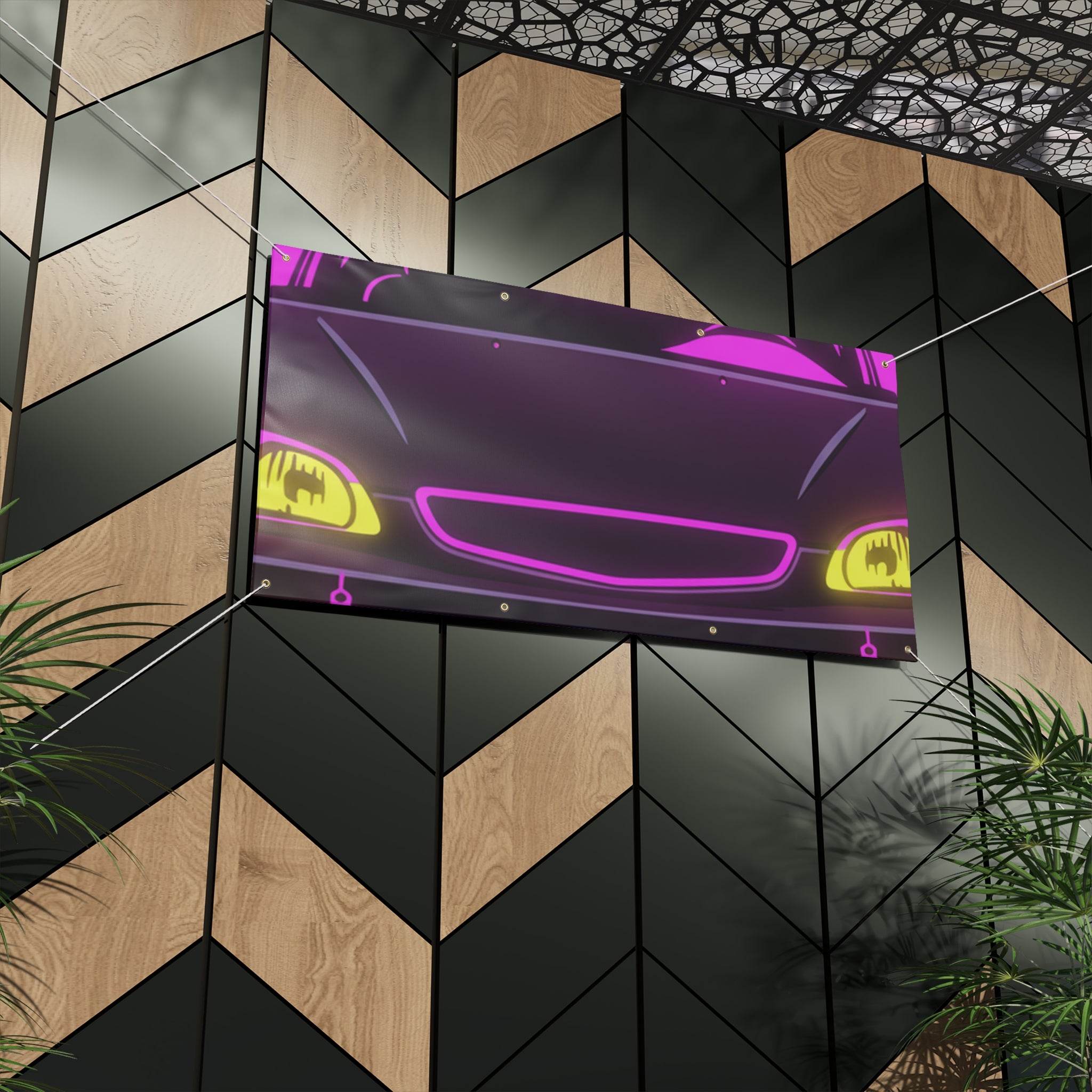 Honda Civic EK Hatch Neon Synthwave Banner