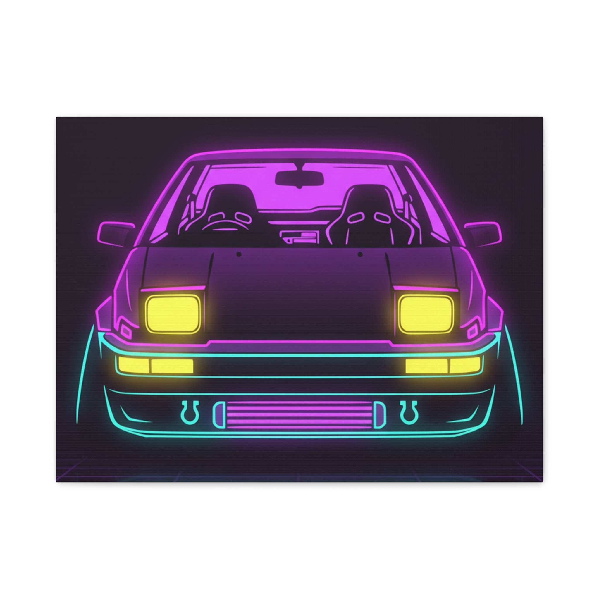 Toyota AE86 (1983-87) Neon Synthwave Canvas Wall Art