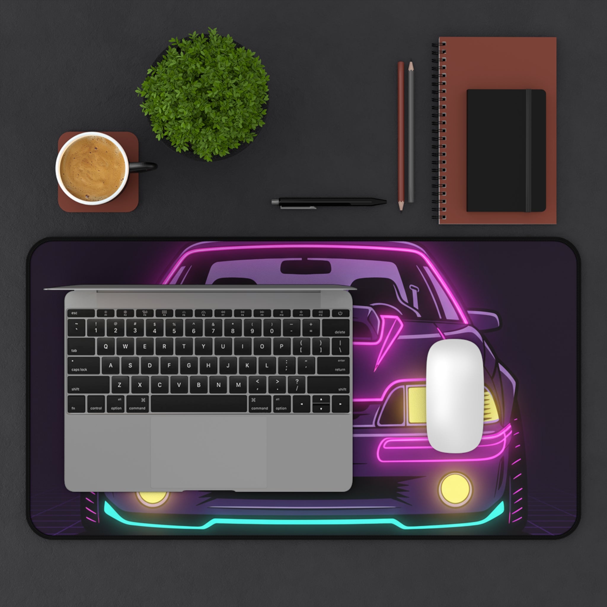 Ford Mustang Fox Body GT Neon Synthwave Desk Mat