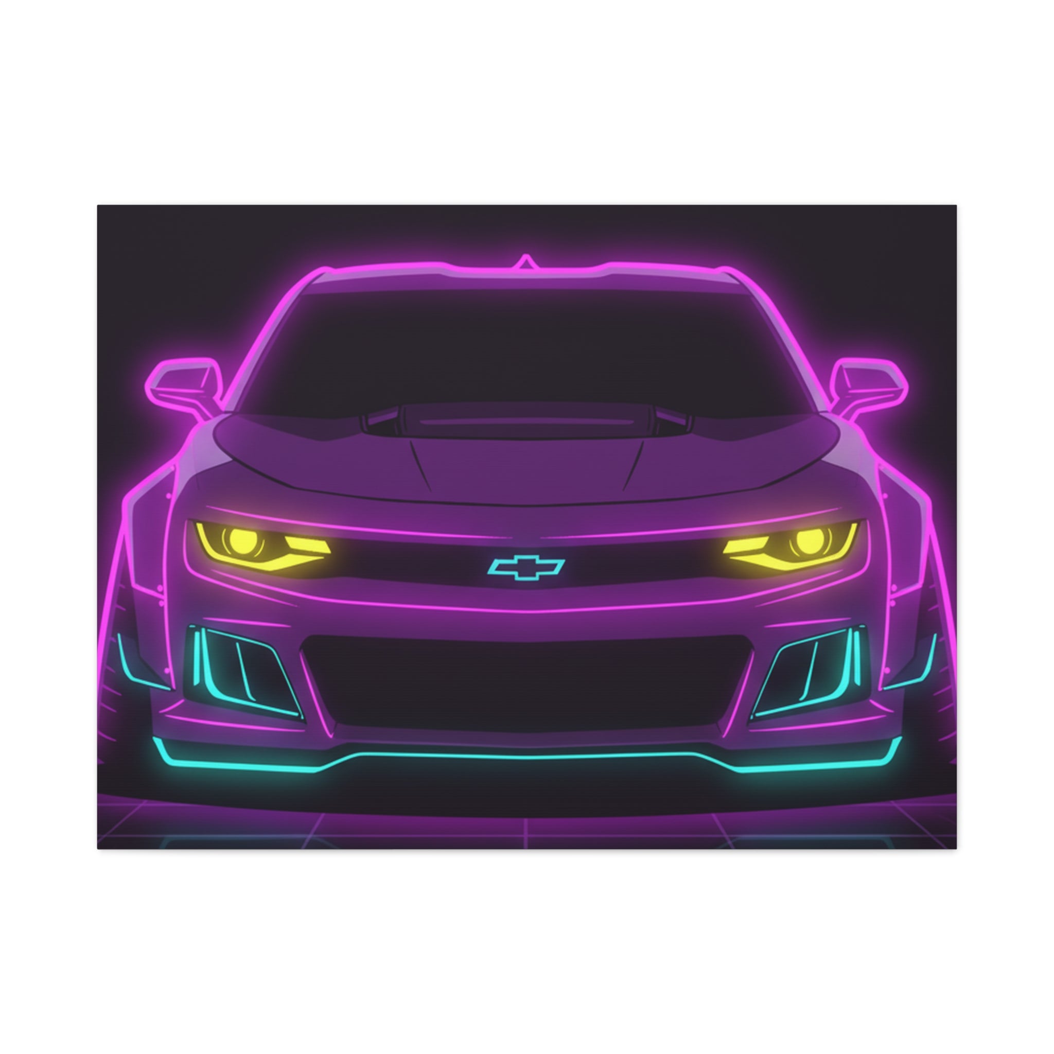 Chevrolet Camaro ZL1 Neon Synthwave Canvas Wall Art
