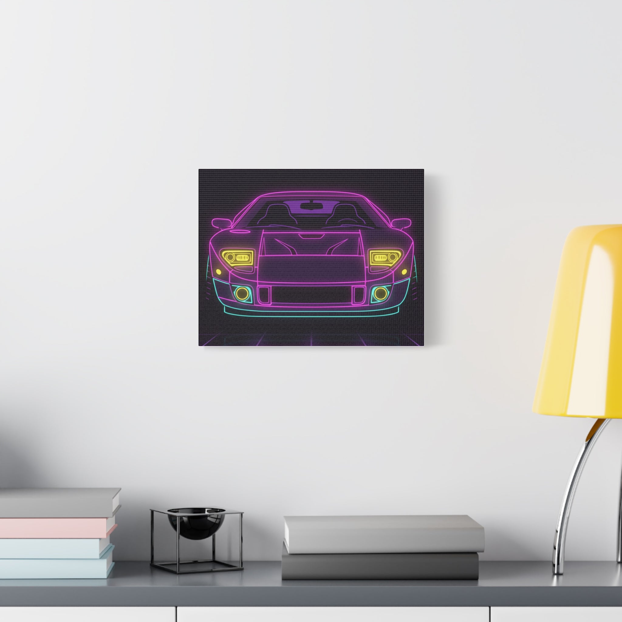Ford GT40 (1964-69) Neon Synthwave Canvas Wall Art
