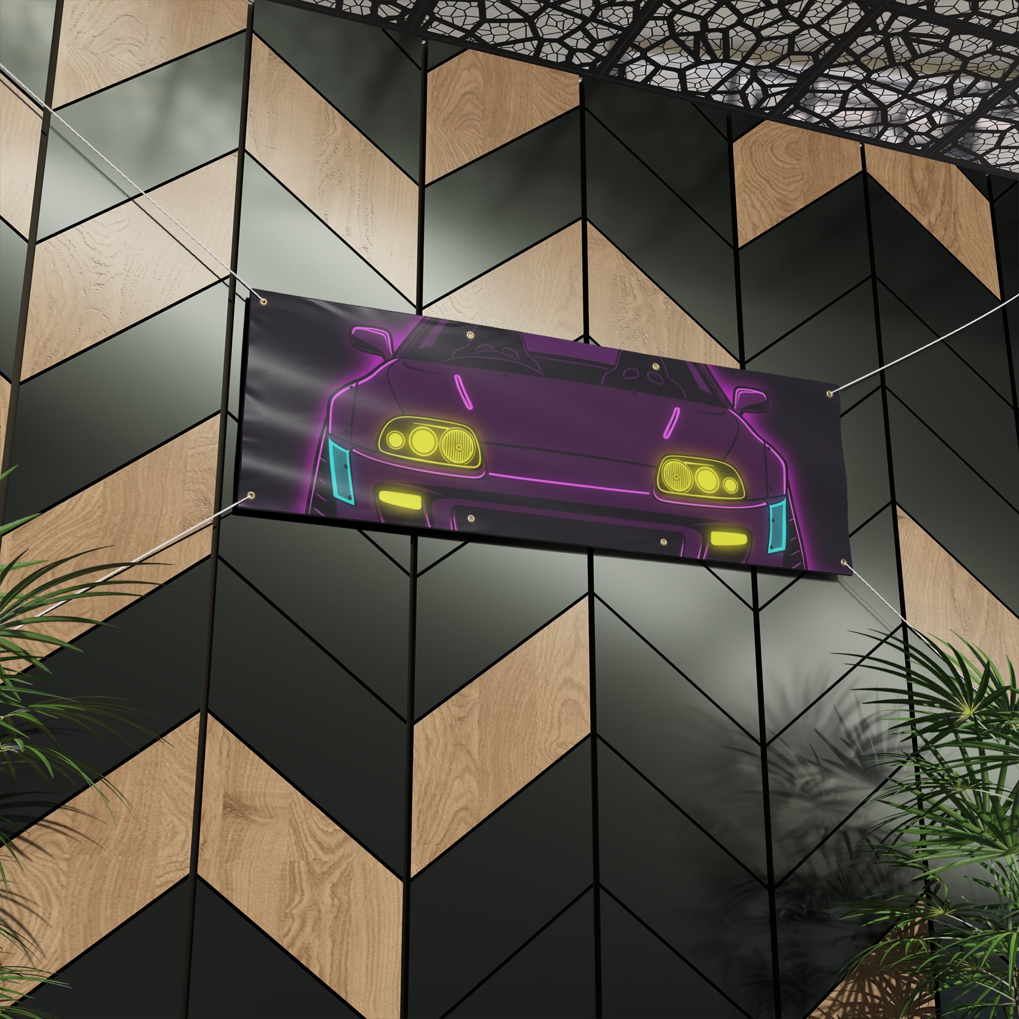 Toyota Supra MK4 Neon Synthwave Banner