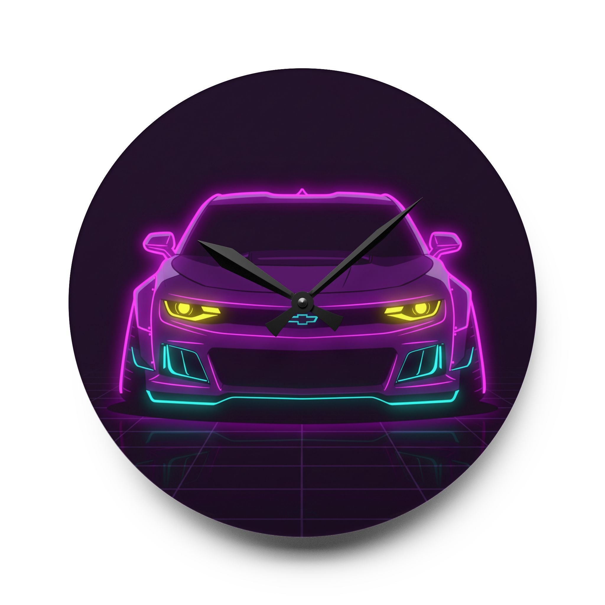 Chevrolet Camaro ZL1 Neon Synthwave Wall Clock