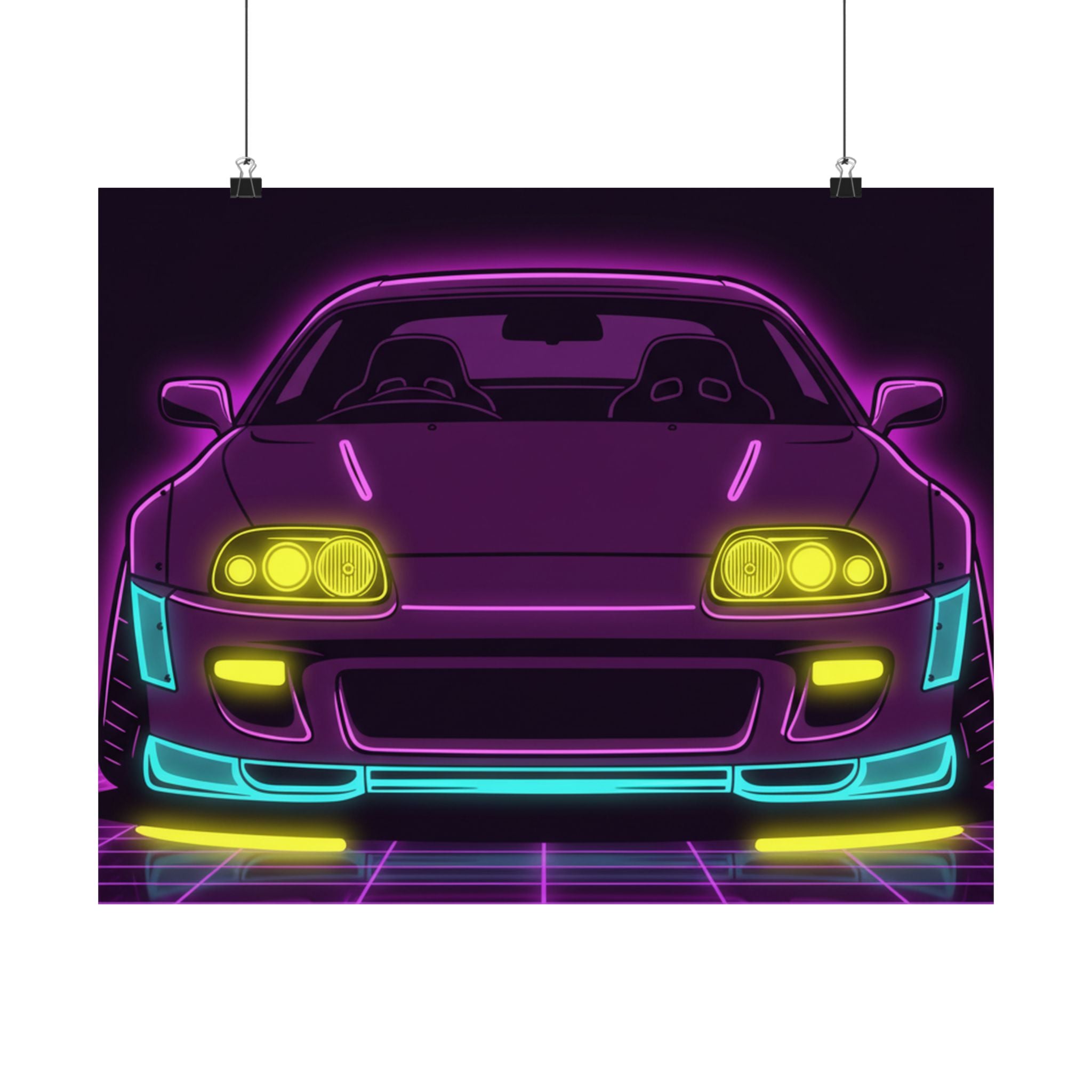 Toyota Supra MK4 Neon Synthwave Poster
