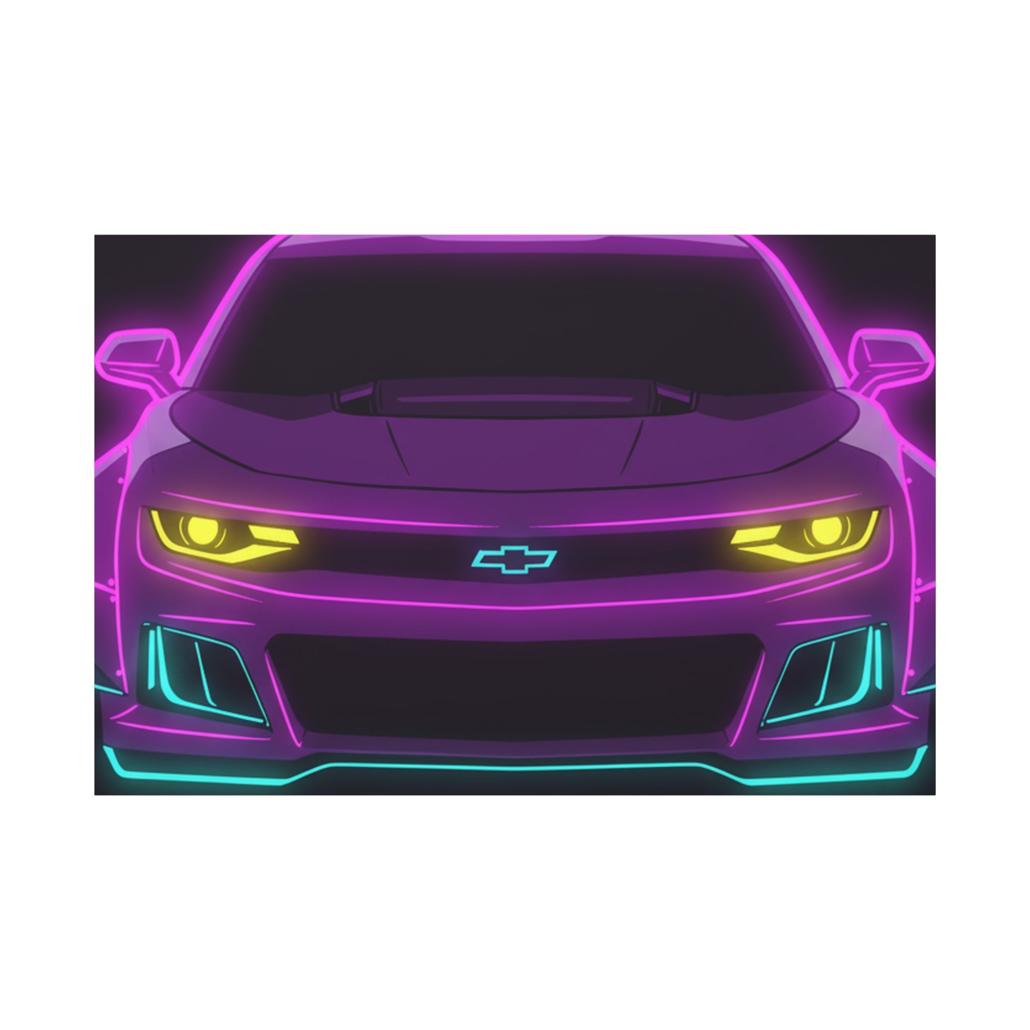 Chevrolet Camaro ZL1 Neon Synthwave Canvas Wall Art