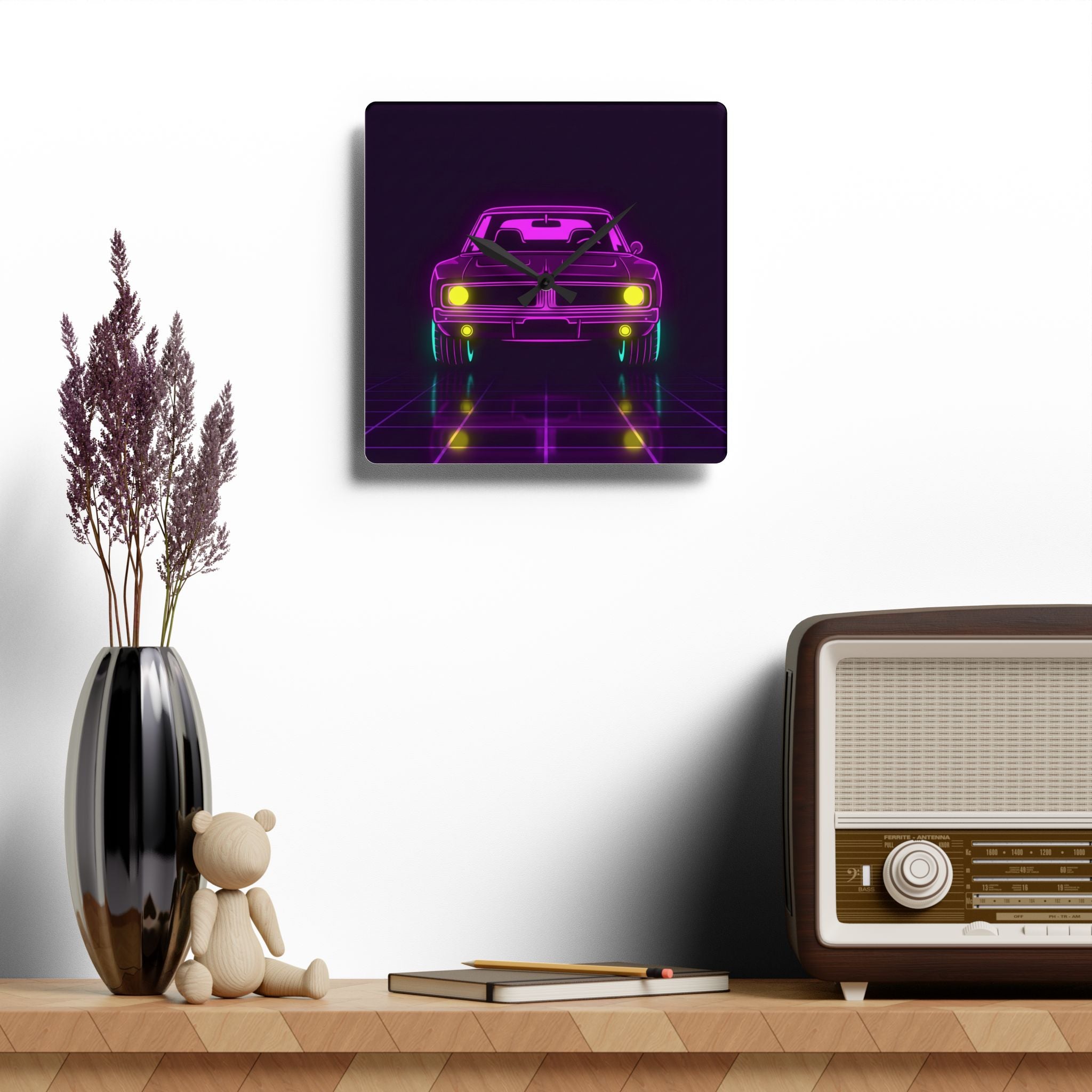 Dodge Charger R/T (1968-70) Resto-Mod Neon Synthwave Wall Clock
