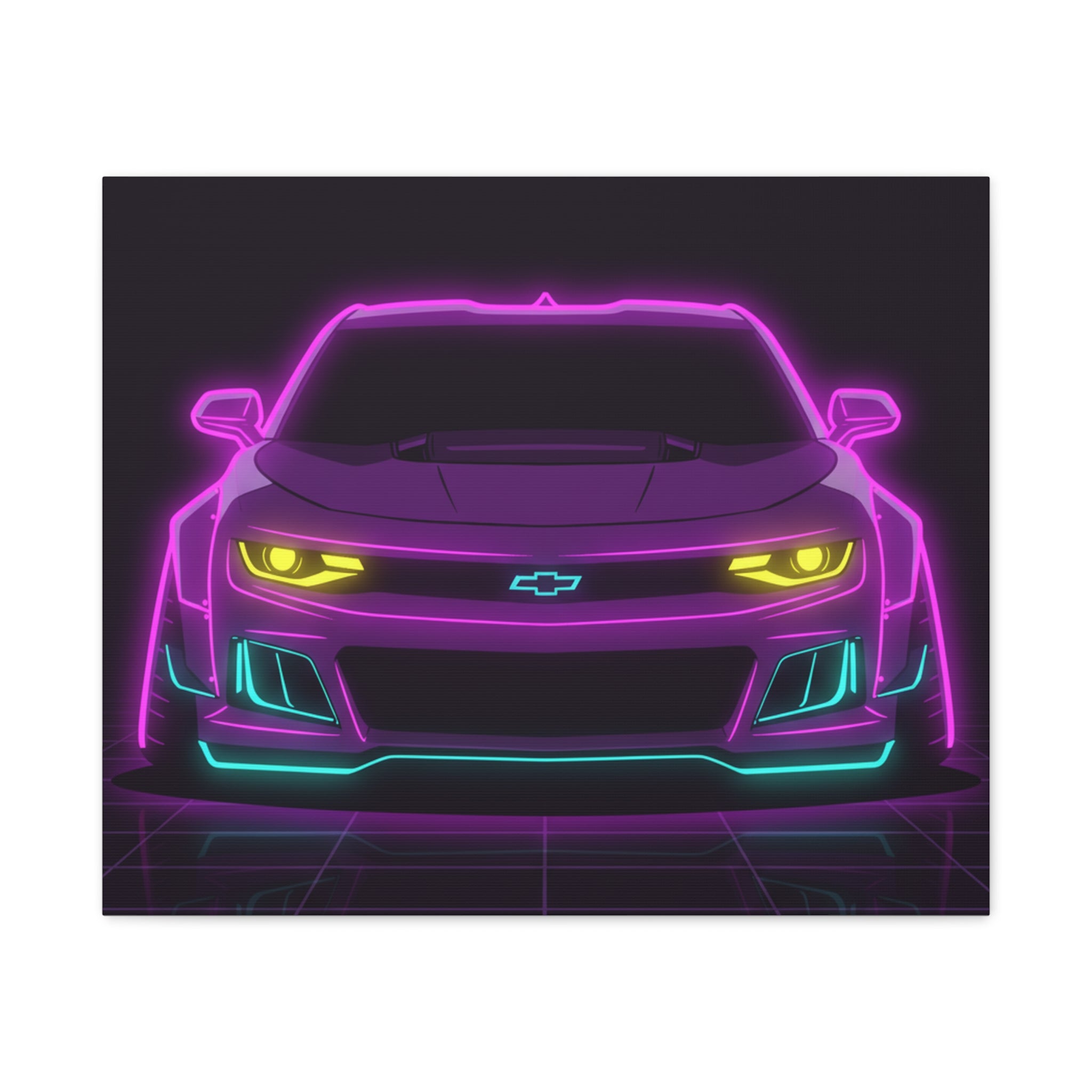 Chevrolet Camaro ZL1 Neon Synthwave Canvas Wall Art