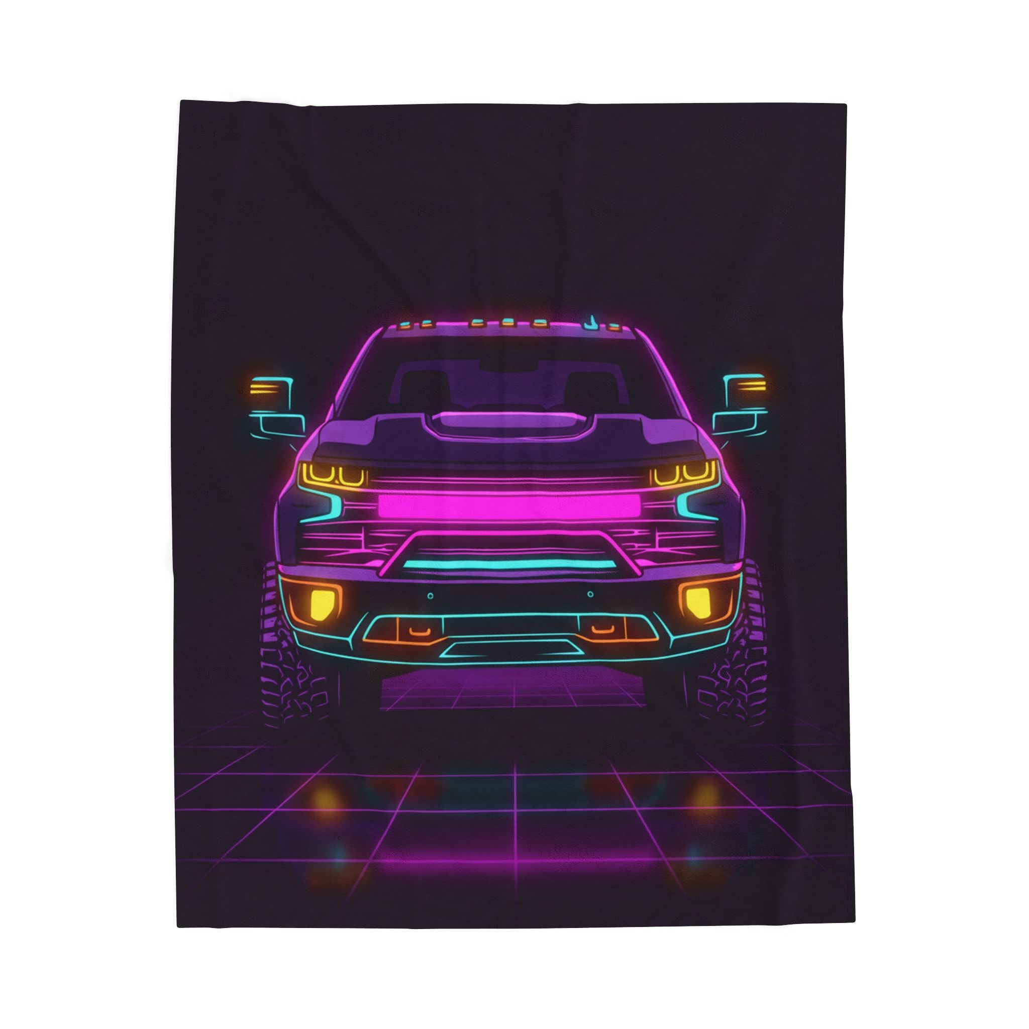 Chevy Silverado Trail Boss (2019+) Neon Synthwave Velveteen Plush Blanket
