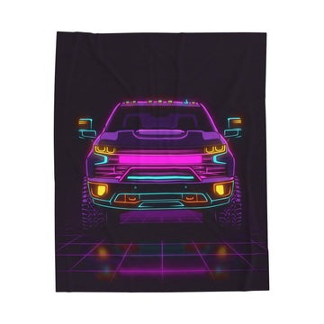 Chevy Silverado Trail Boss (2019+) Neon Synthwave Velveteen Plush Blanket