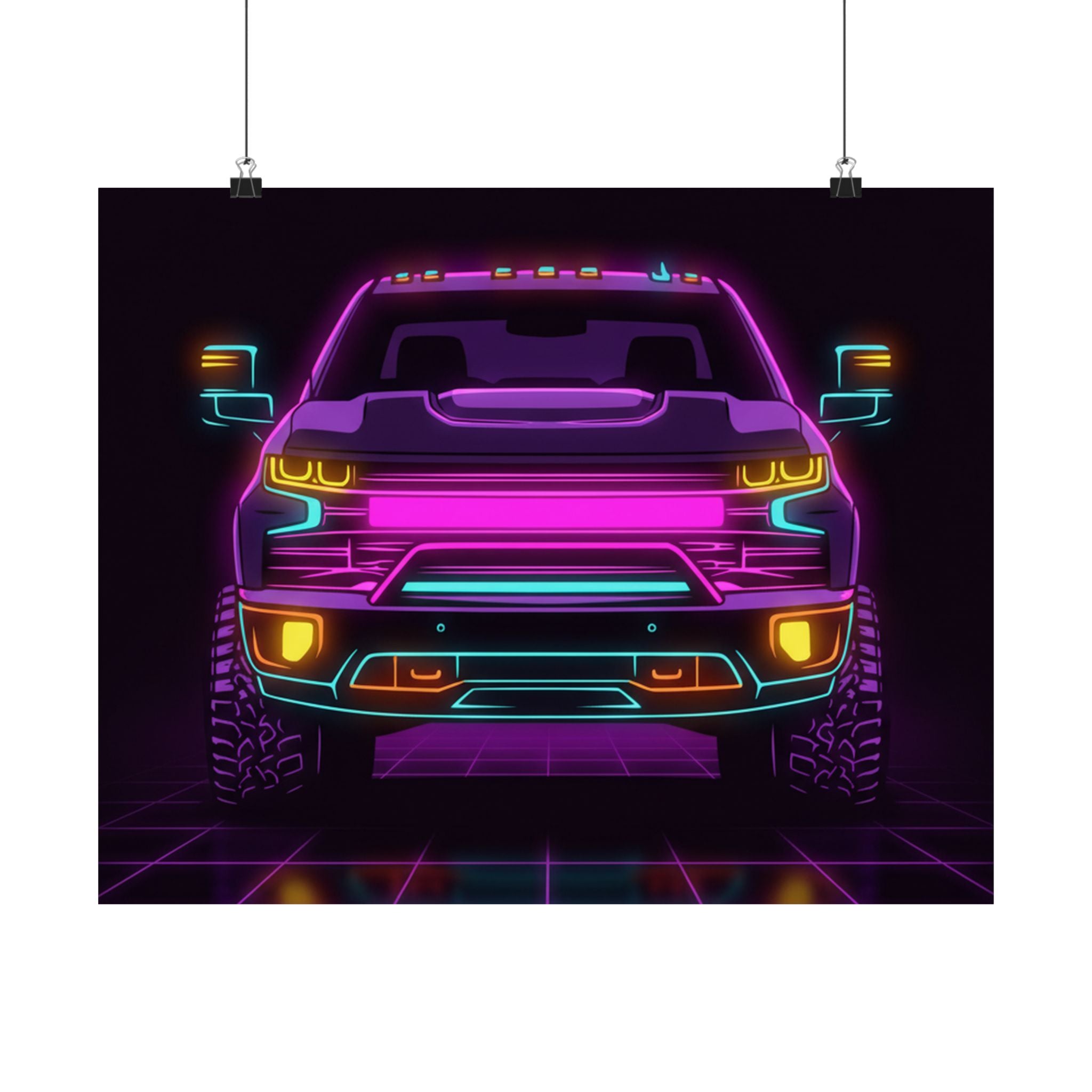 Chevy Silverado Trail Boss (2019+) Neon Synthwave Poster