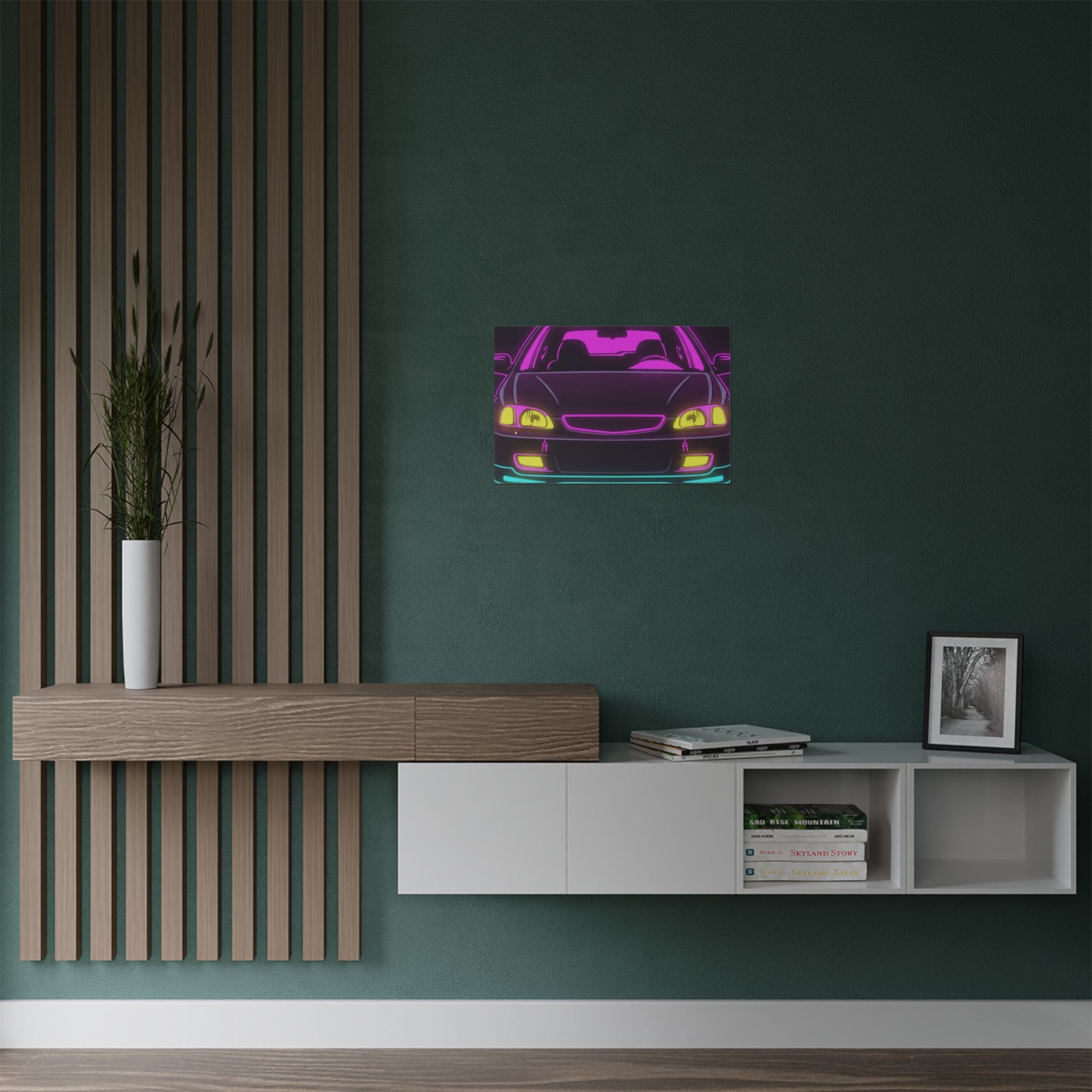 Honda Civic EK Hatch Neon Synthwave Poster