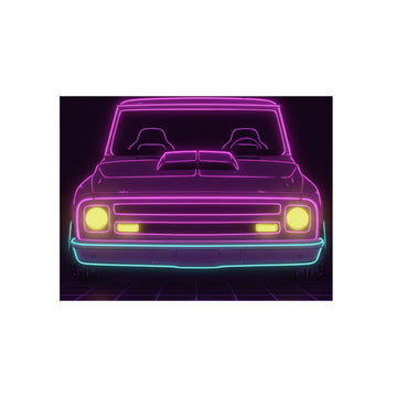 Chevy C10 Pickup (1967-72) Neon Synthwave Metal Wall Sign