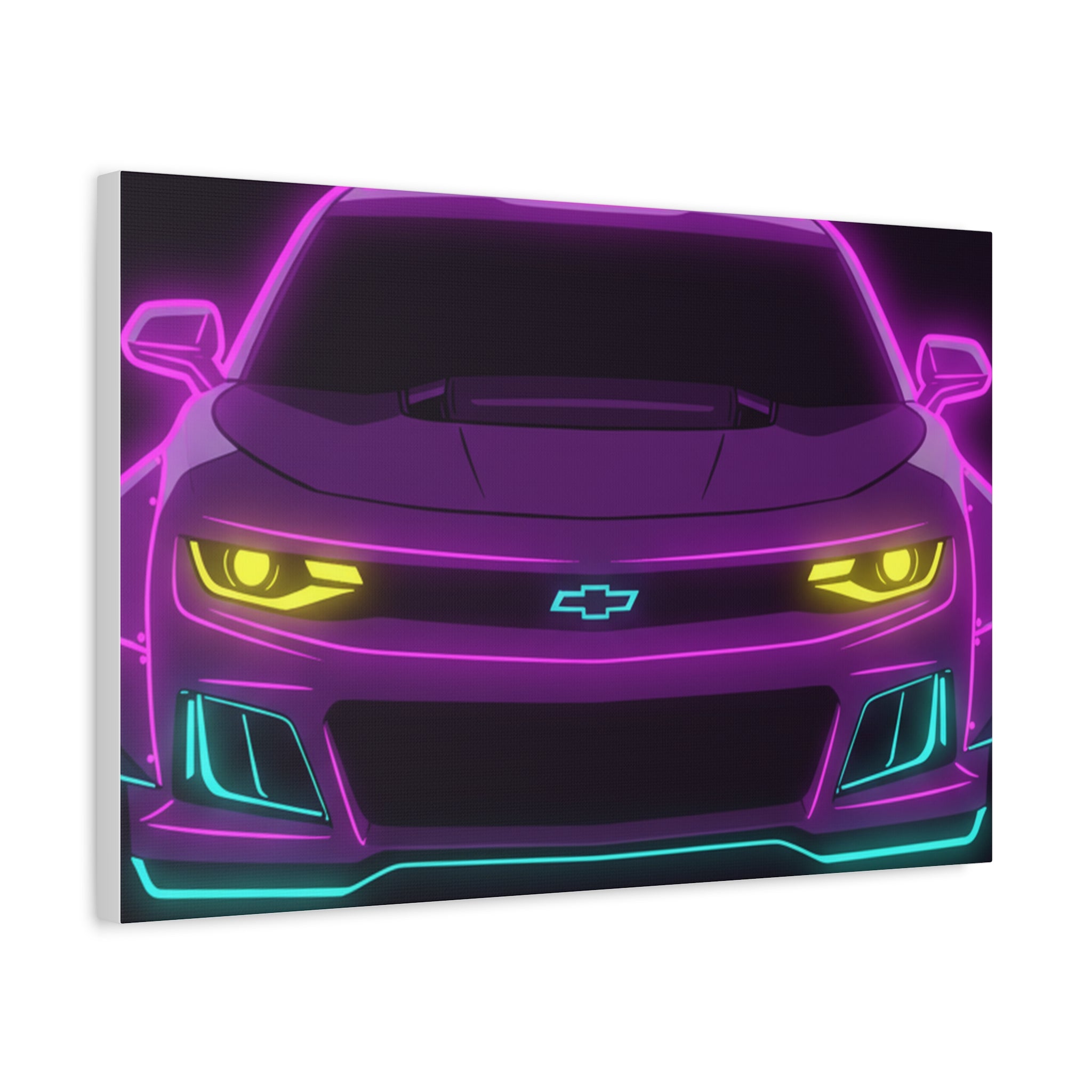 Chevrolet Camaro ZL1 Neon Synthwave Canvas Wall Art