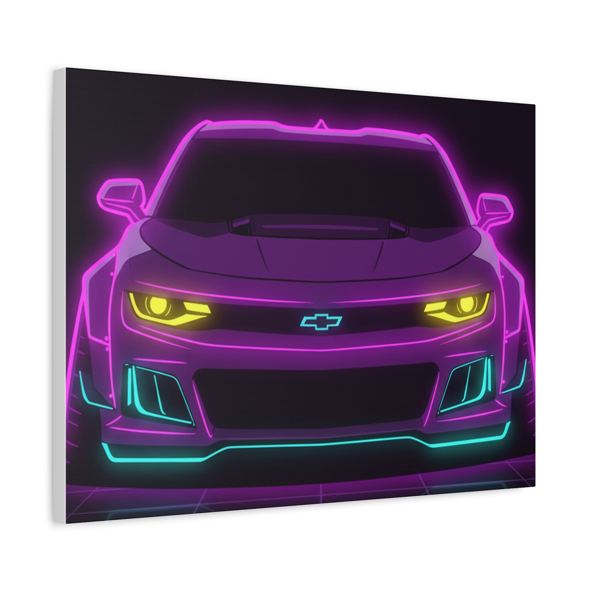 Chevrolet Camaro ZL1 Neon Synthwave Canvas Wall Art