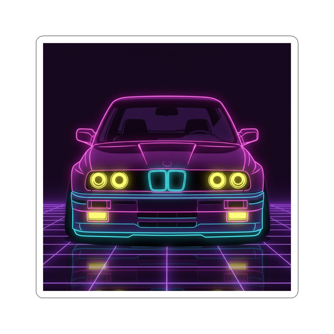 BMW E30 Neon Synthwave Sticker